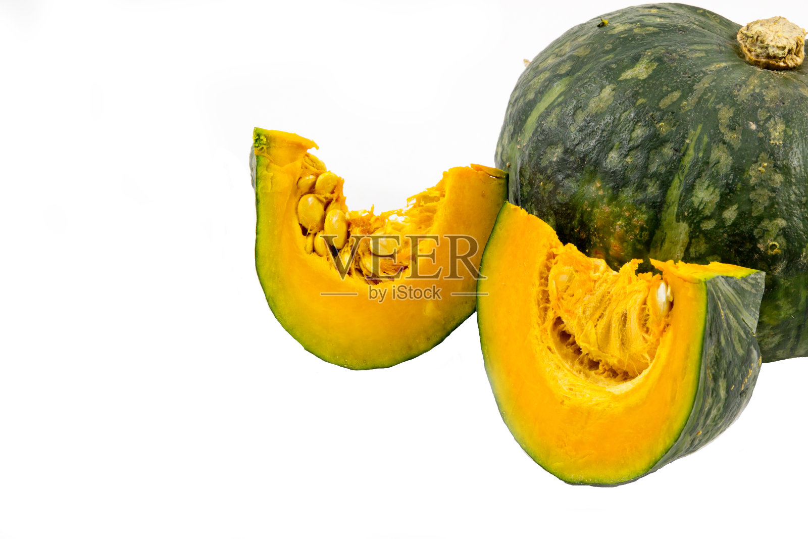 白色背景上的绿色南瓜照片摄影图片