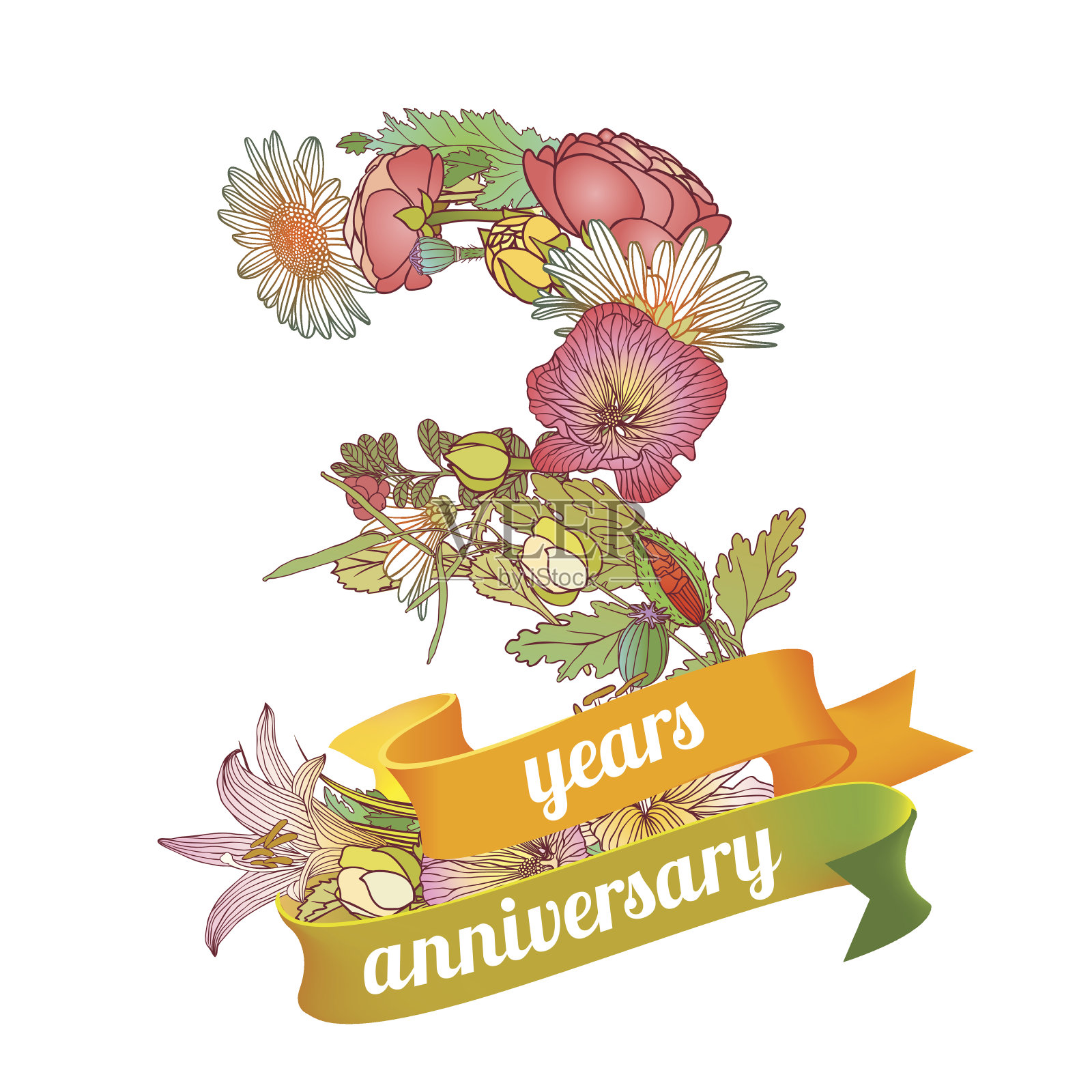 三(3)周年纪念插画图片素材