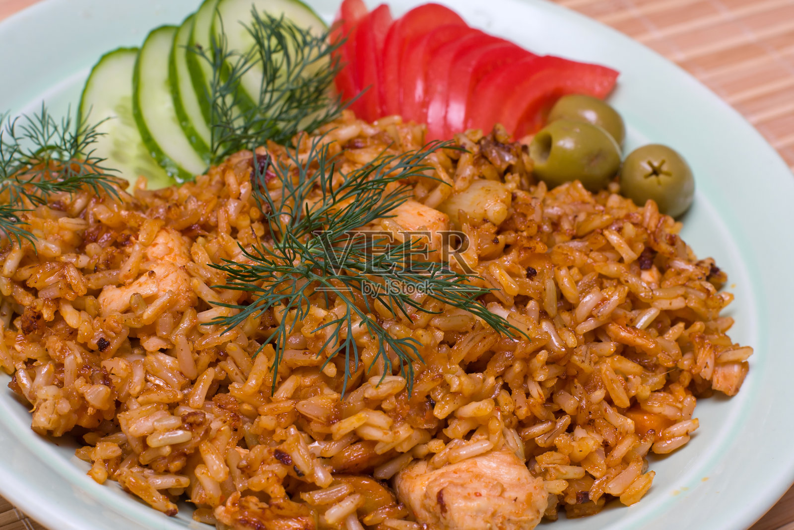 米饭和肉照片摄影图片