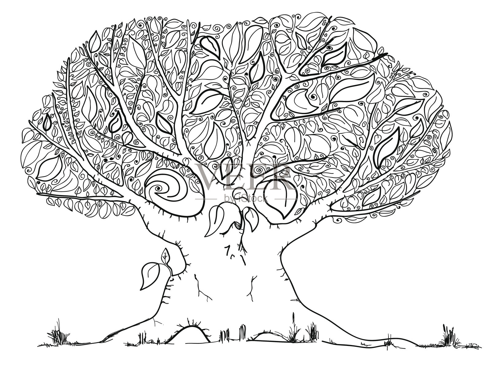 手绘矢量树插画图片素材