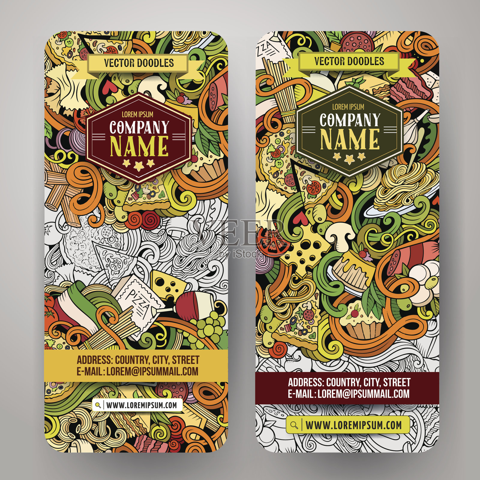 卡通涂鸦意大利美食横幅插画图片素材