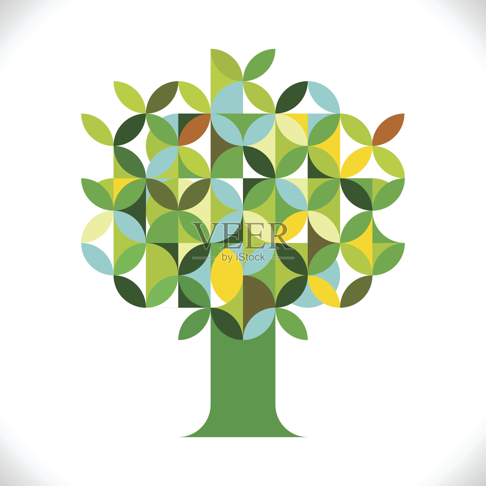 树符号与几何图案概念孤立在白色上设计元素图片