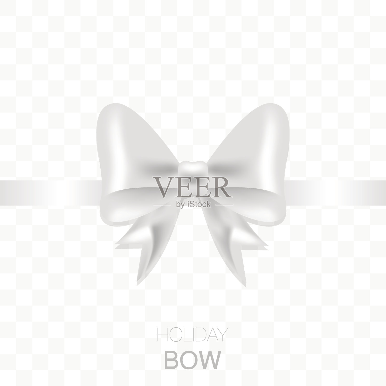 假日用的银色蝴蝶结。礼品结上透明背景设计元素图片