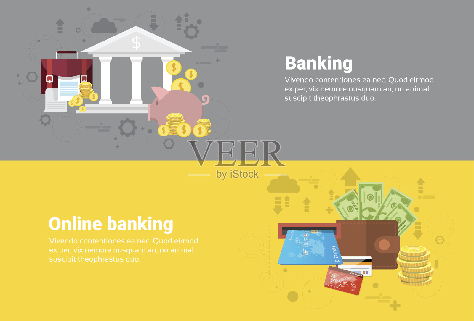 金融网上银行业务网页横幅插画图片素材