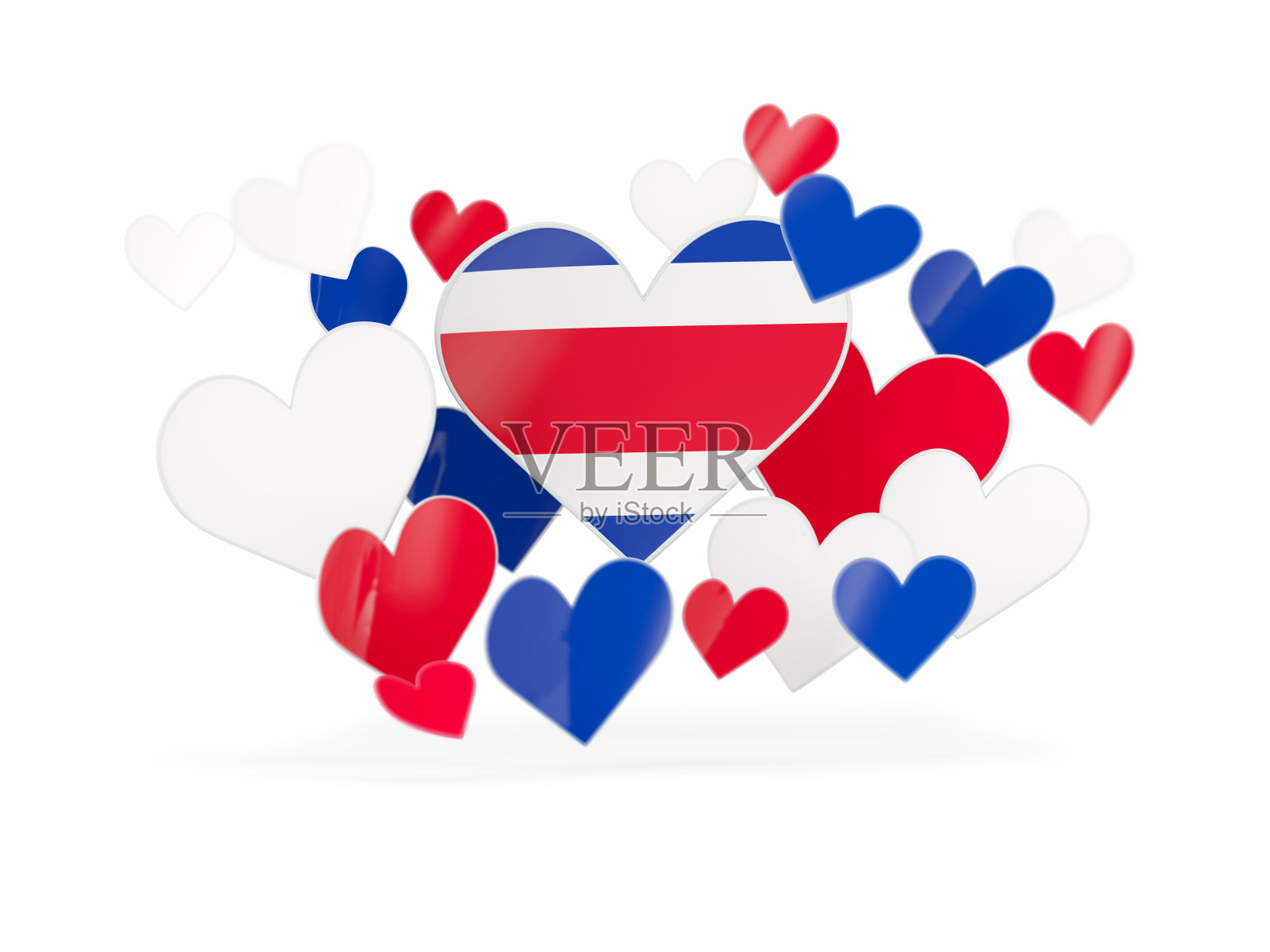 哥斯达黎加国旗，心形贴纸照片摄影图片