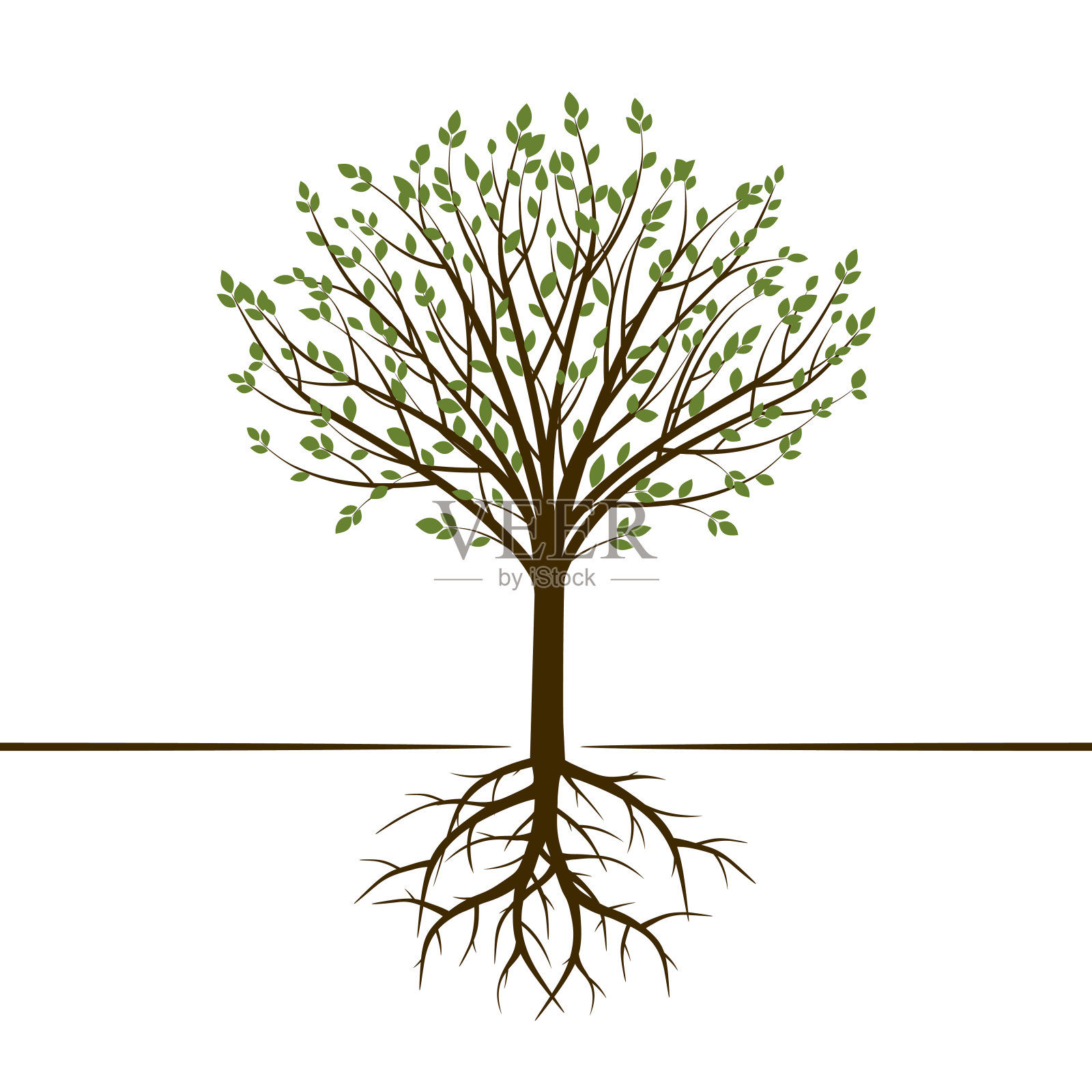树和根的形状。矢量插图。设计元素图片