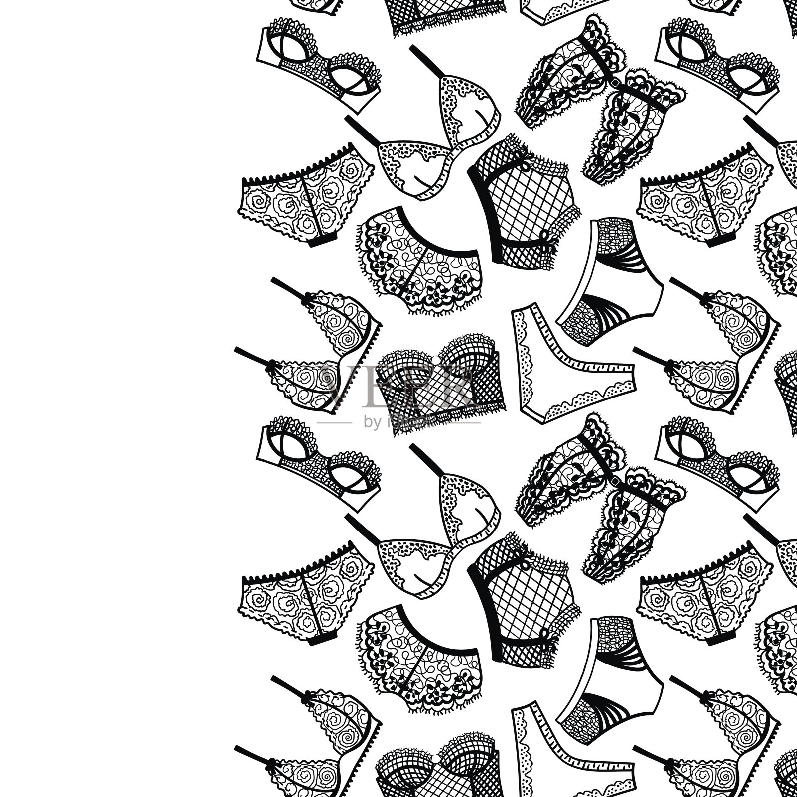 内衣内裤和胸罩背景。插画图片素材