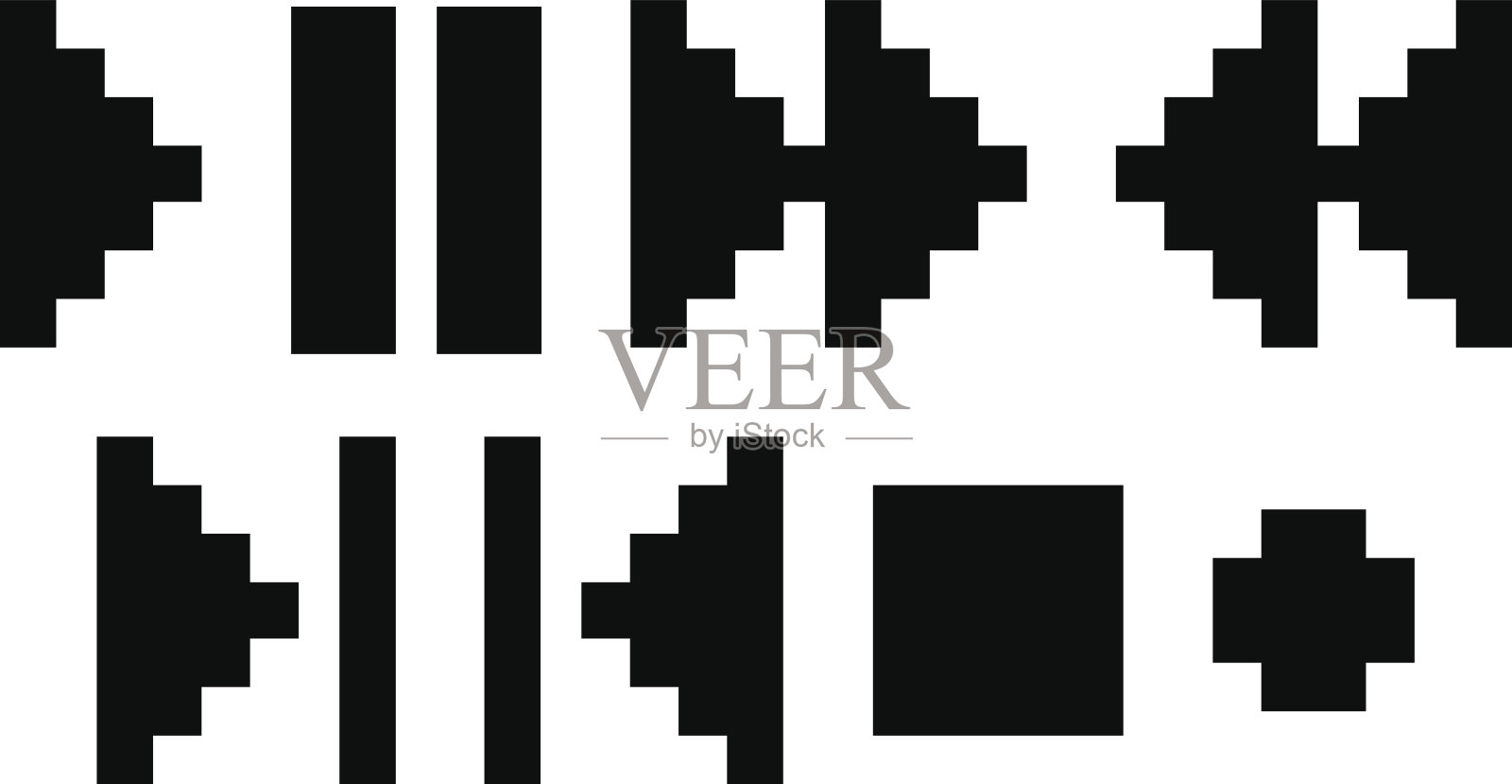 为玩家设置不同的黑色像素符号插画图片素材