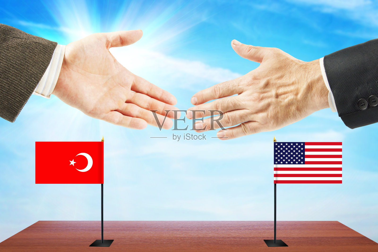 美国和土耳其之间友好会谈的概念照片摄影图片