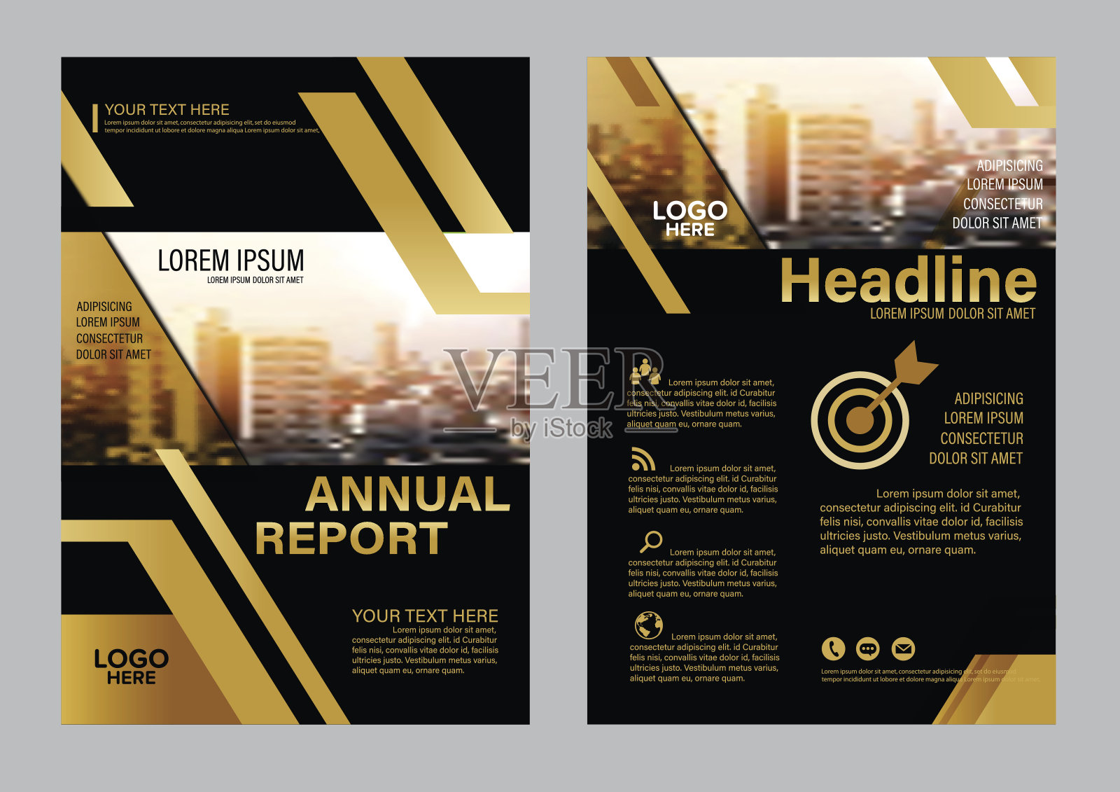 黄金宣传册布局传单设计模板矢量插图设计模板素材