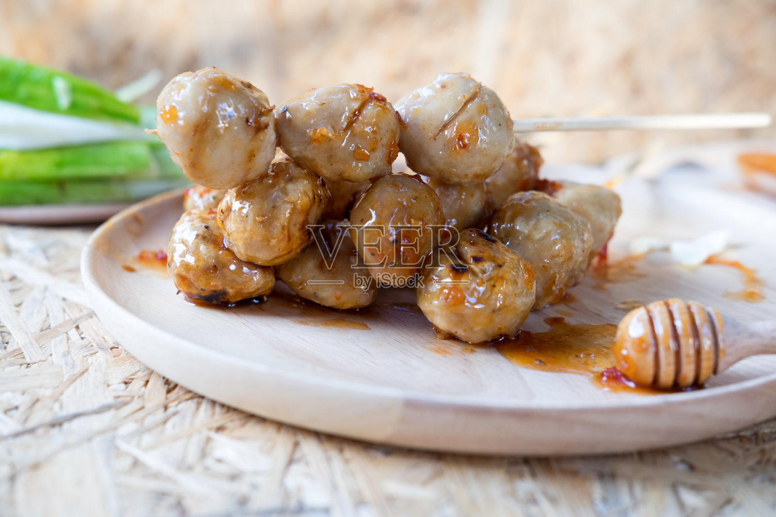 泰式烤肉丸配辣酱，有选择的重点照片摄影图片