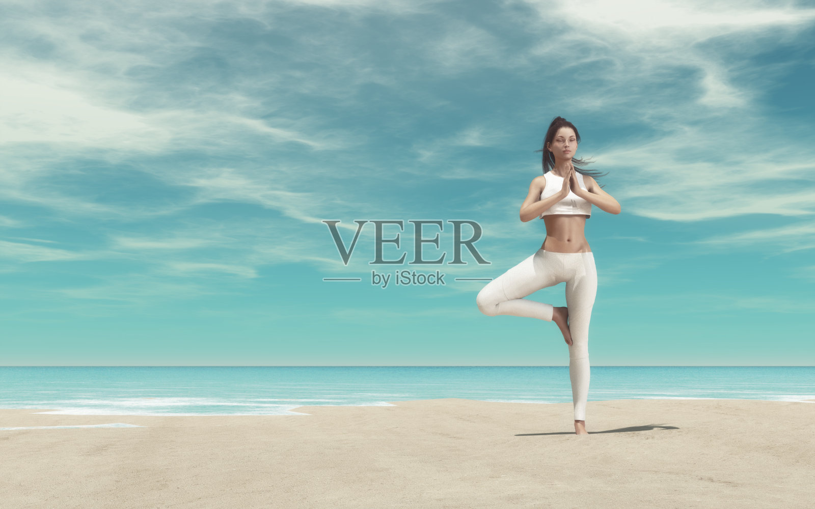 年轻女子侧影练习瑜伽照片摄影图片