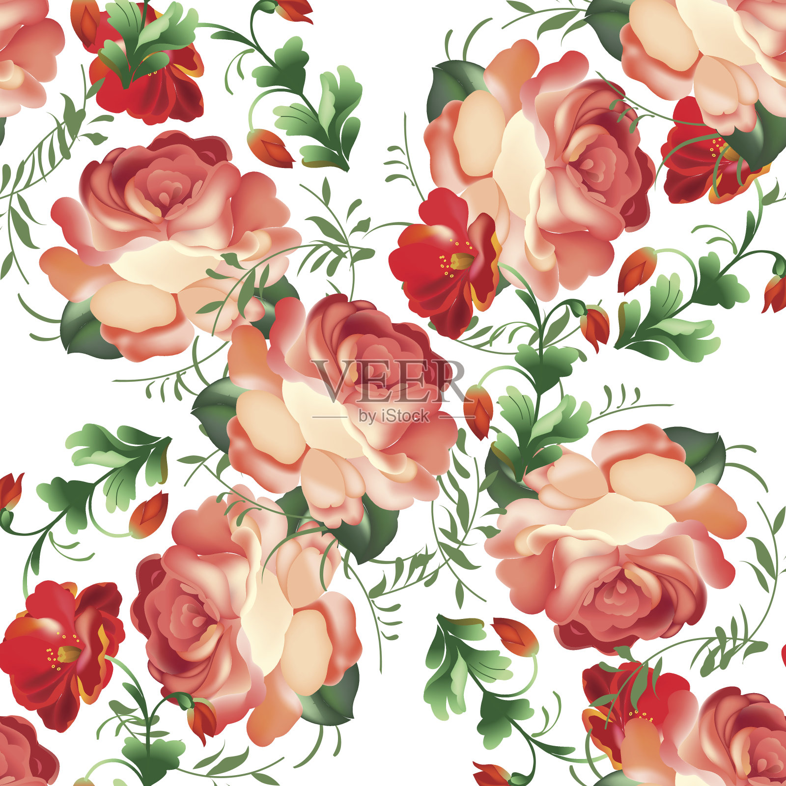 俄罗斯传统风格的无缝图案。插画图片素材