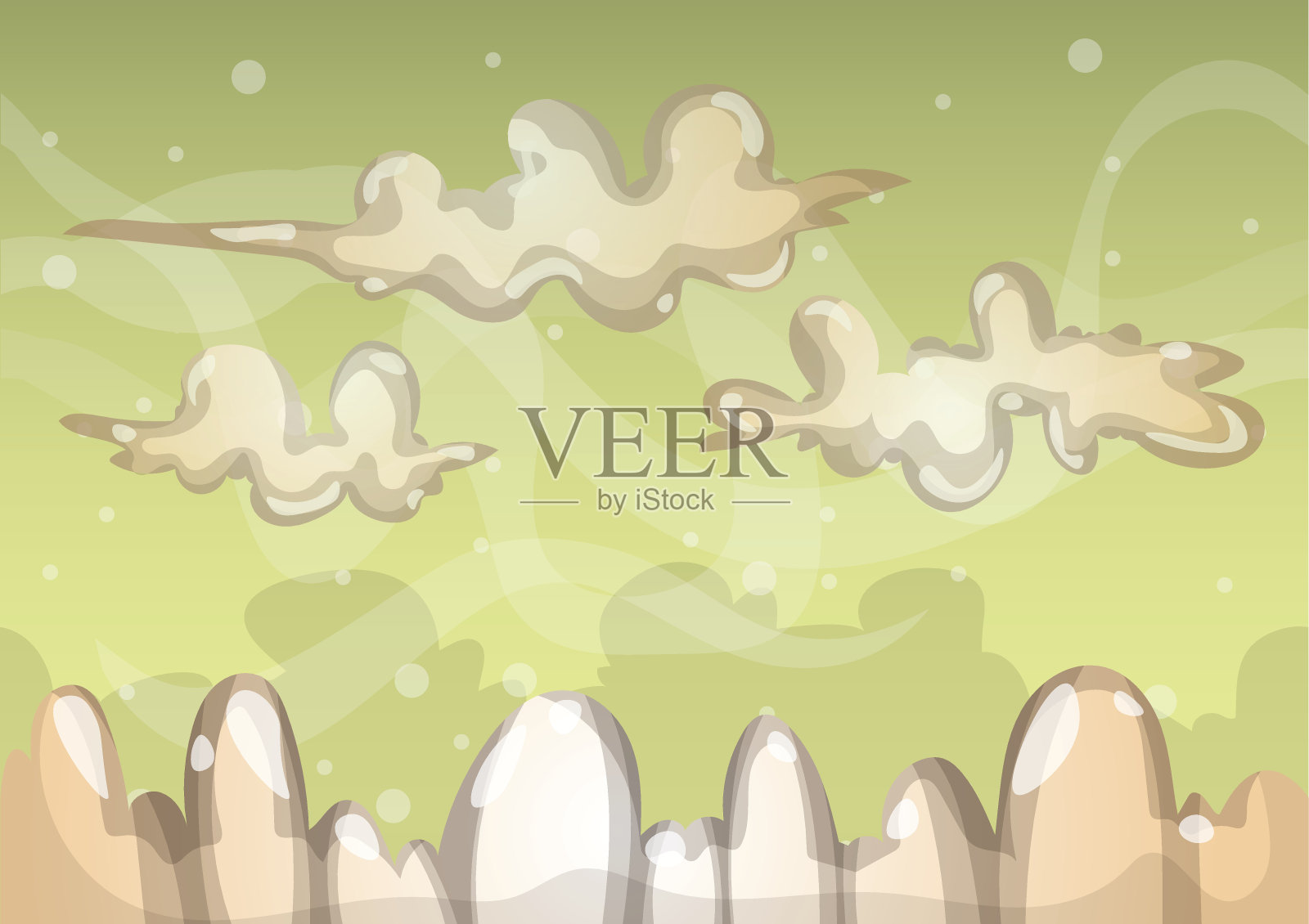 卡通矢量天空背景与分离的层插画图片素材