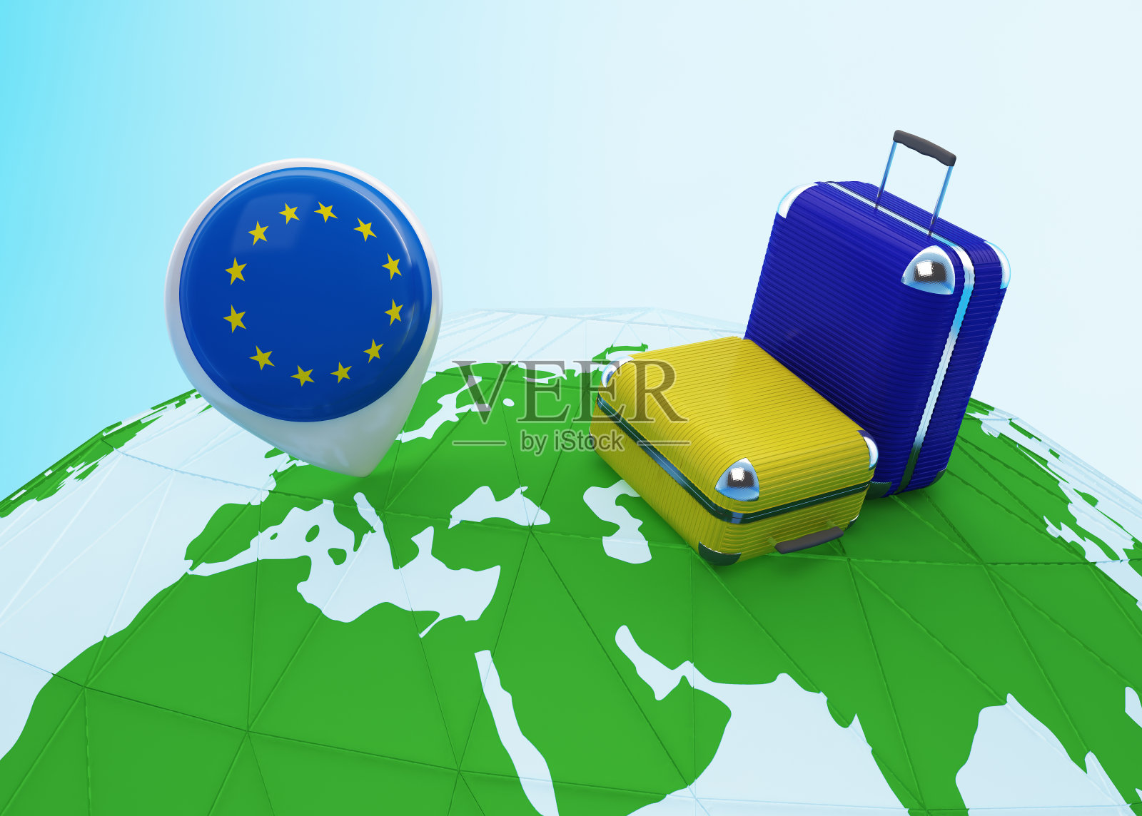 低多边形欧盟区域旅行照片摄影图片