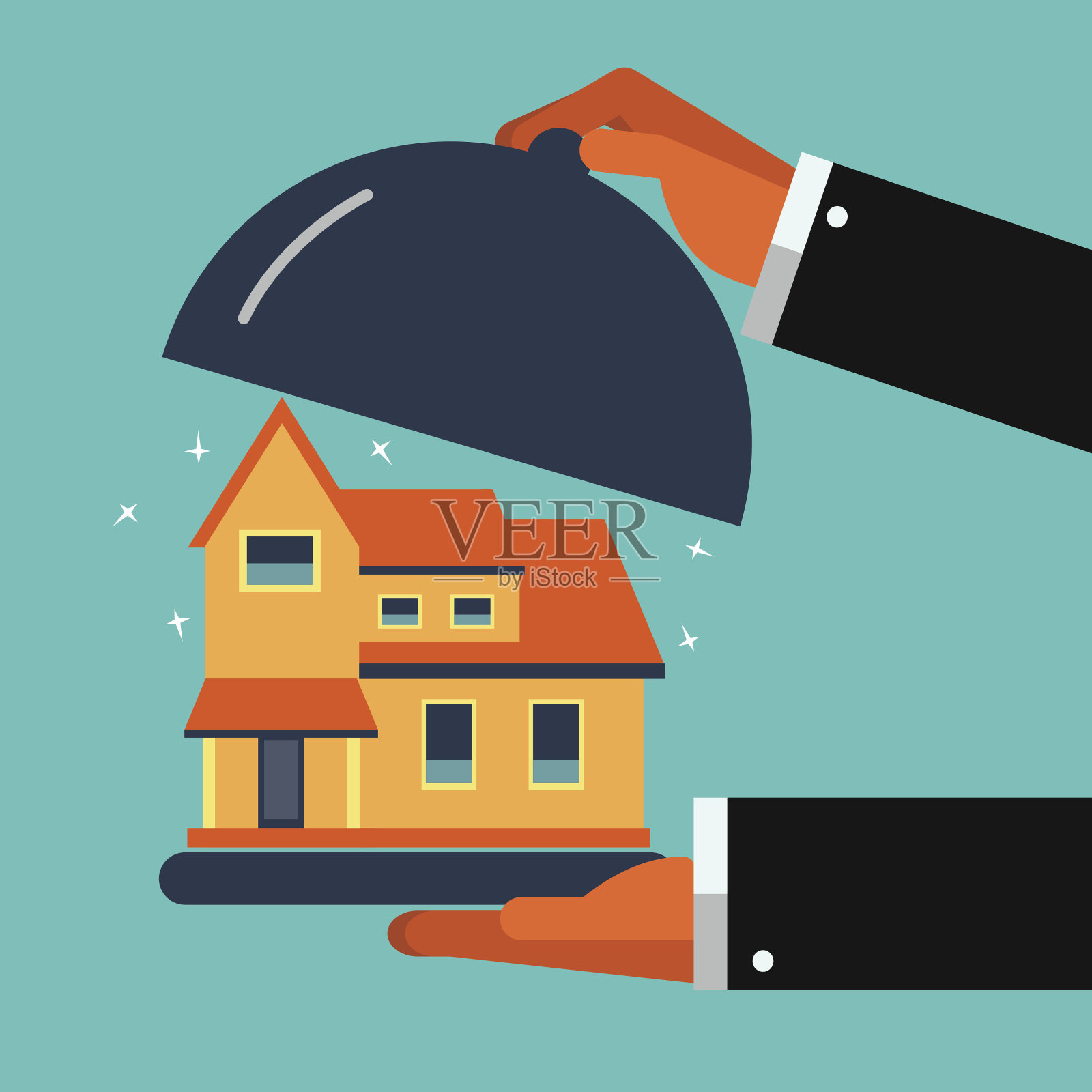 房地产经纪人介绍美丽的房子插画图片素材