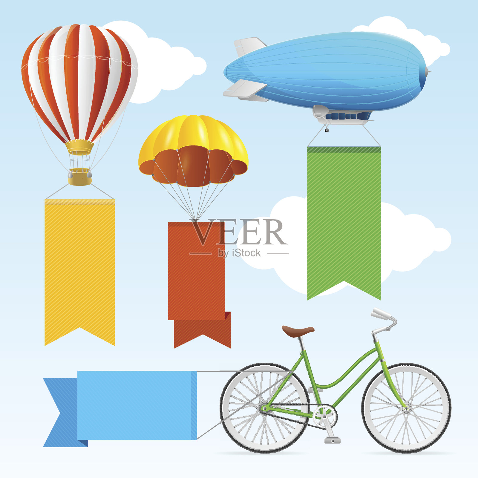 飞艇交通标语。向量插画图片素材