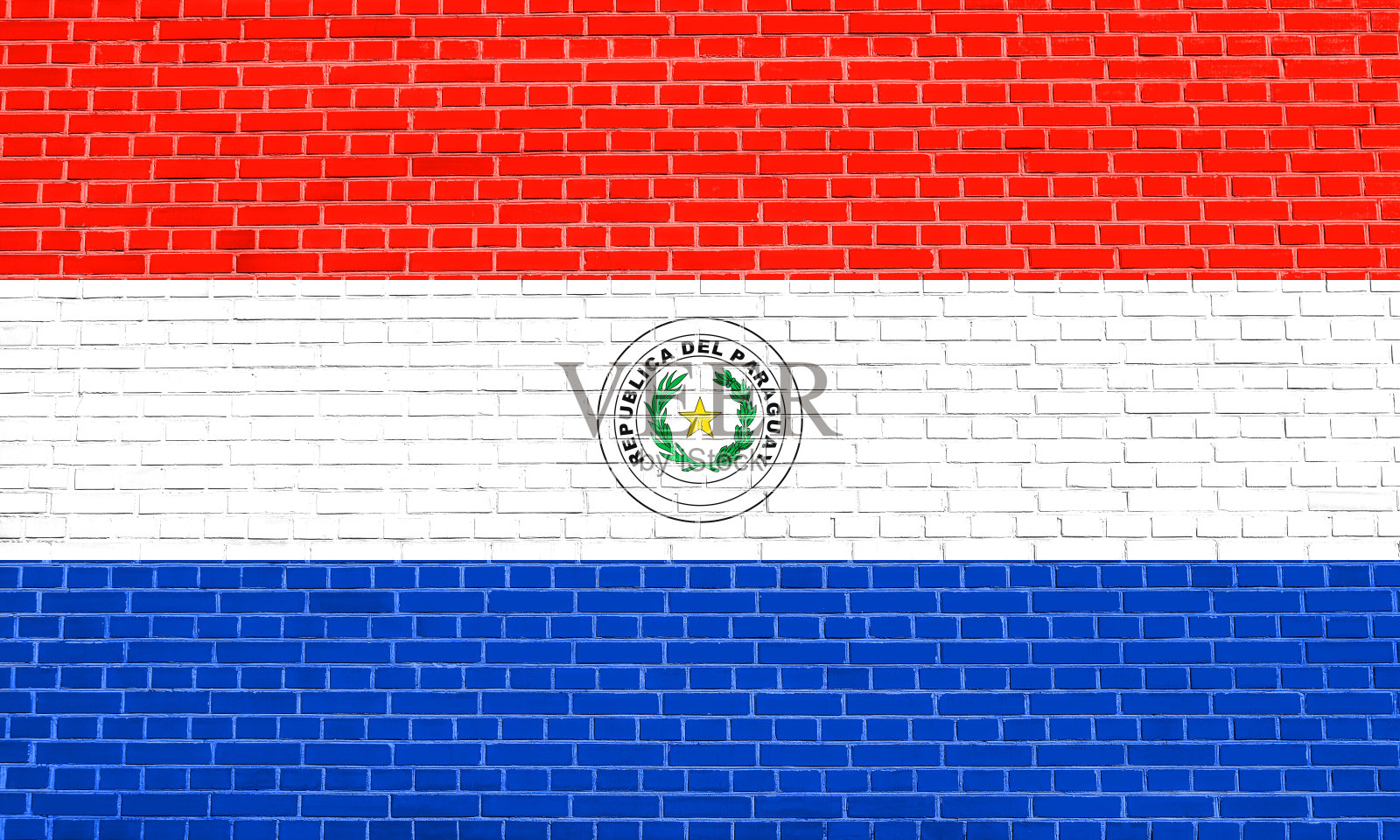 巴拉圭国旗上的砖墙纹理背景照片摄影图片