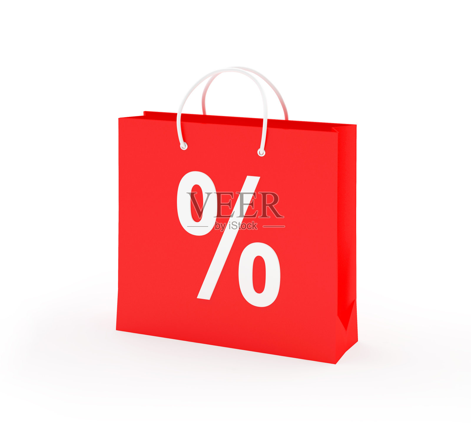 白色的红色购物袋上有百分比标志照片摄影图片