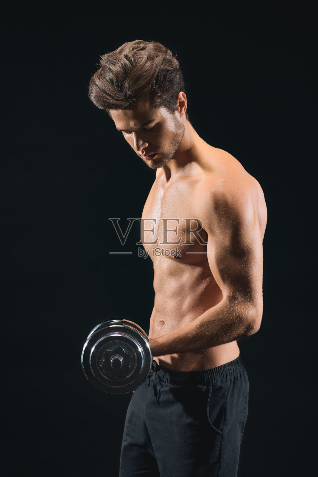 强壮的运动员用重型设备运动照片摄影图片