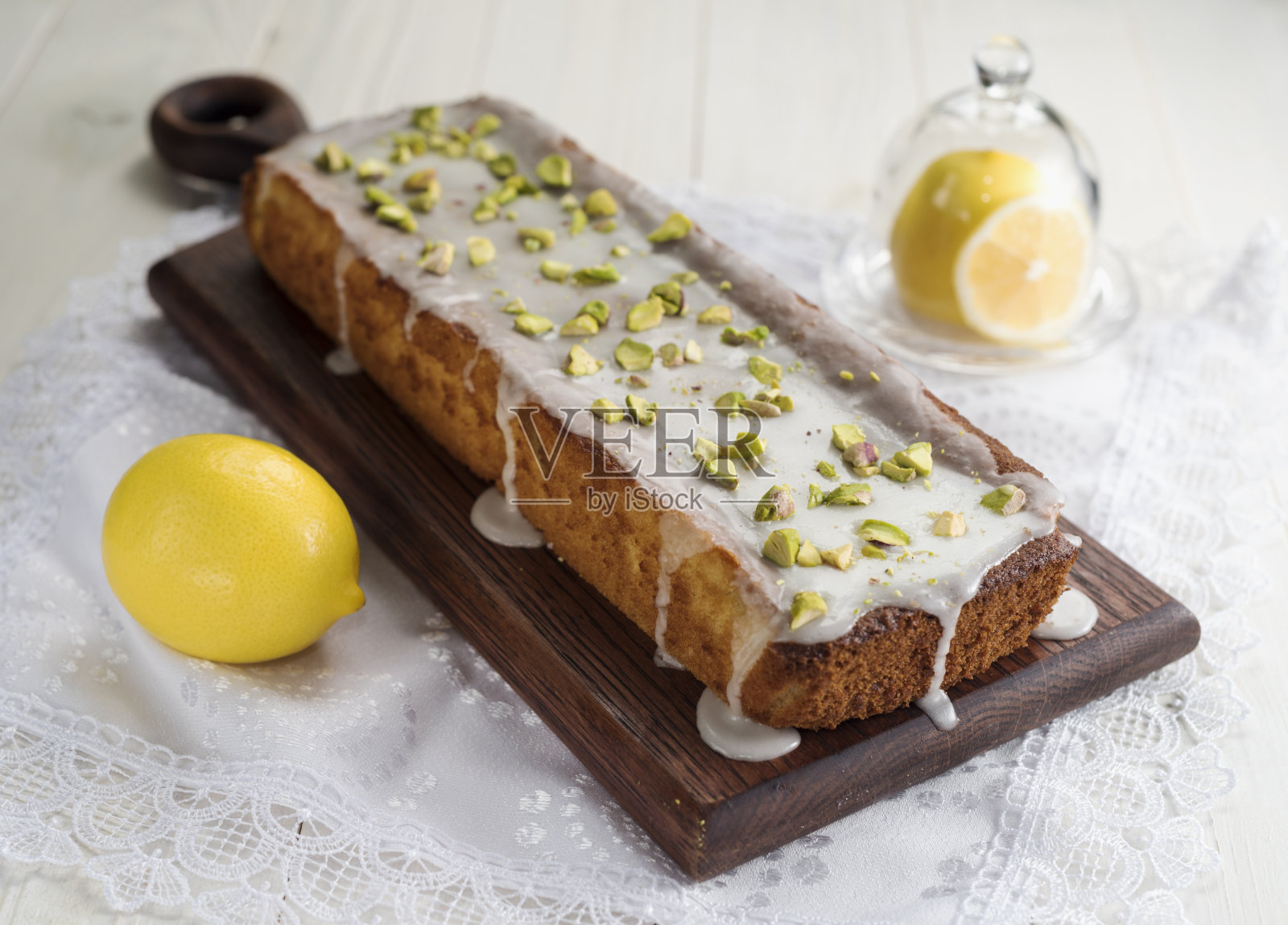 柠檬乳清派照片摄影图片