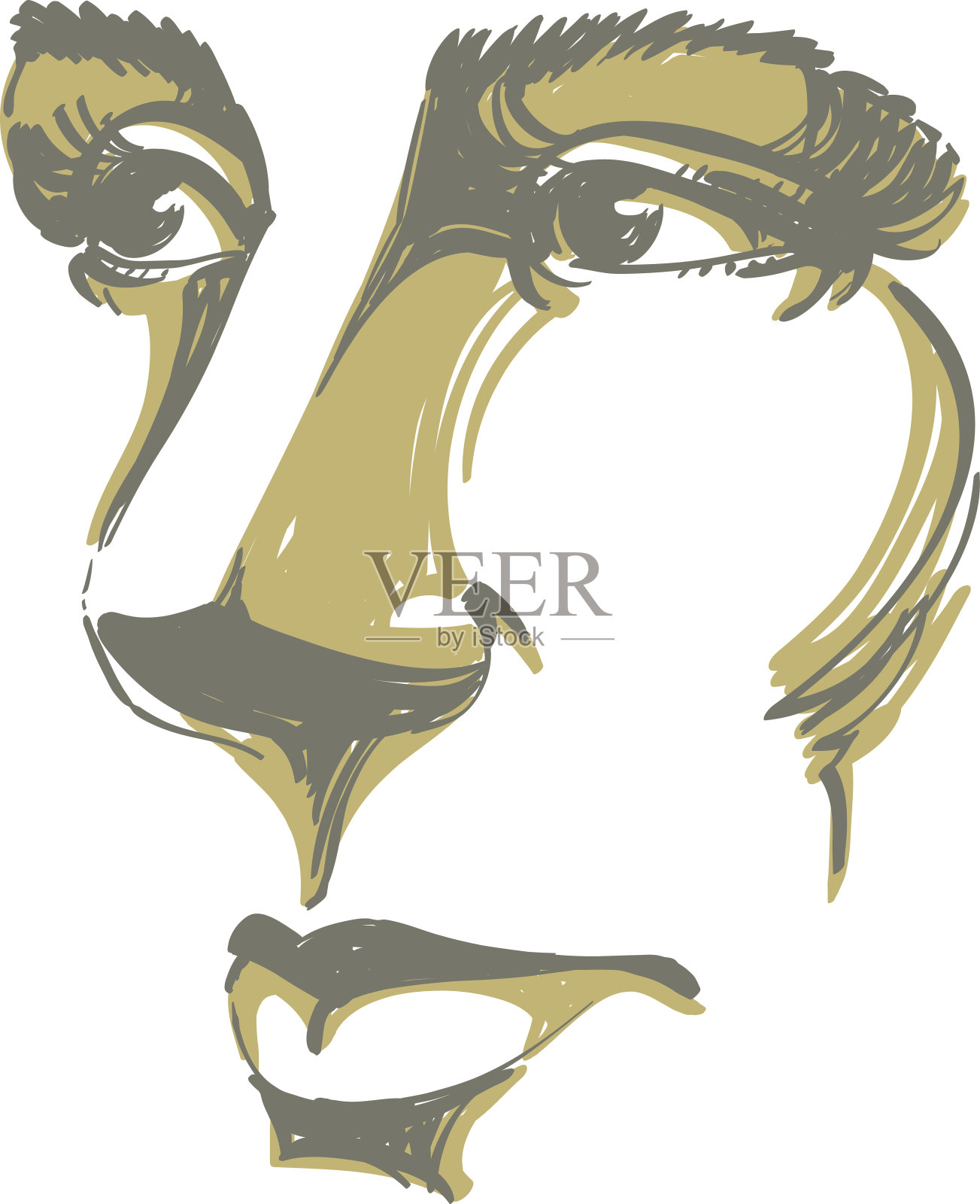 矢量艺术绘画，华丽的梦幻女人的肖像插画图片素材