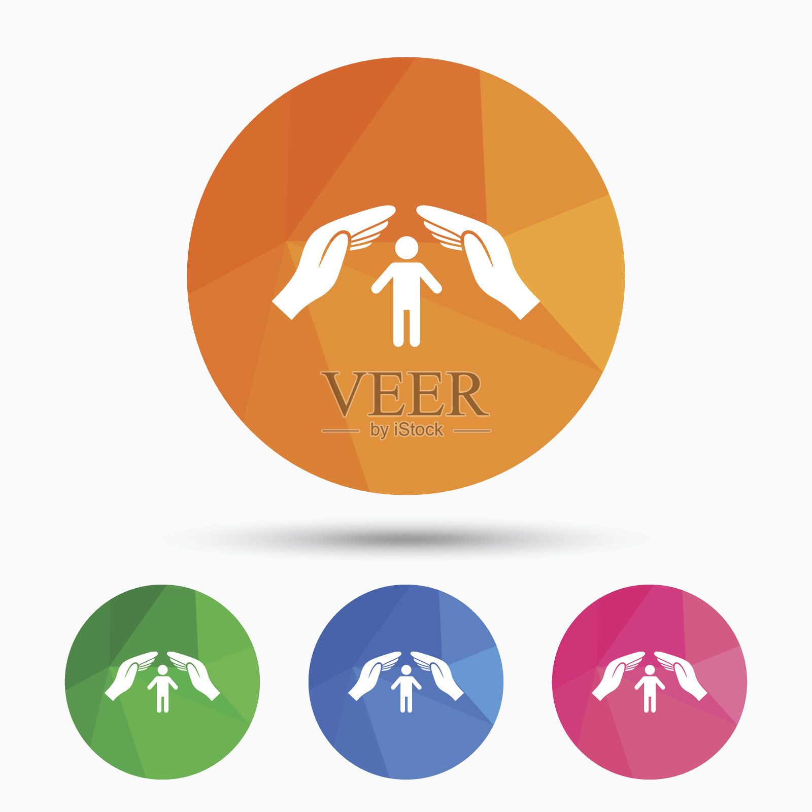 人身保险标志图标。手保护。图标素材