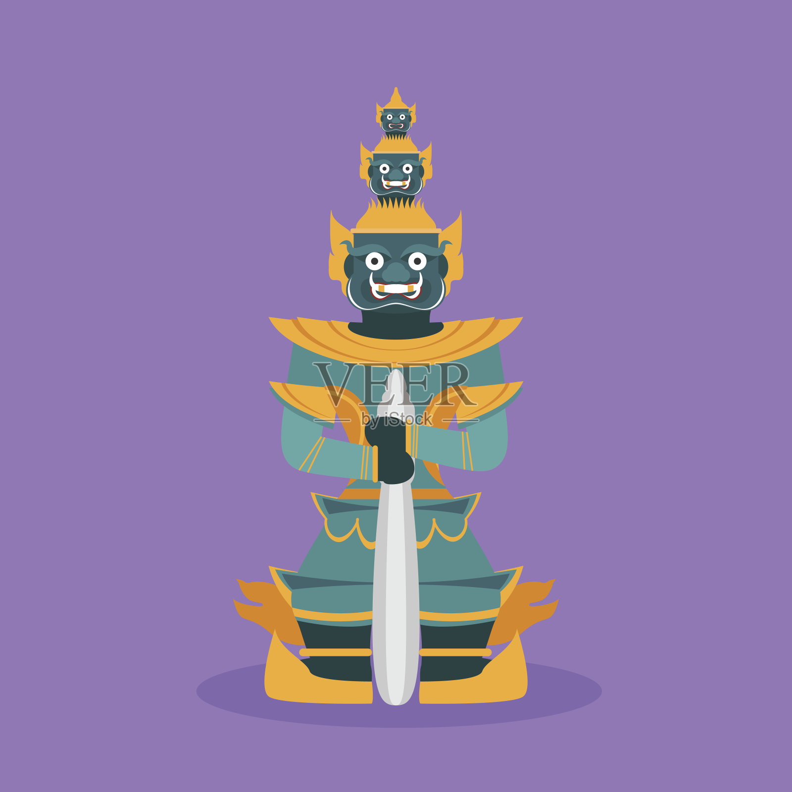 泰国守护巨人，泰国艺术插画图片素材