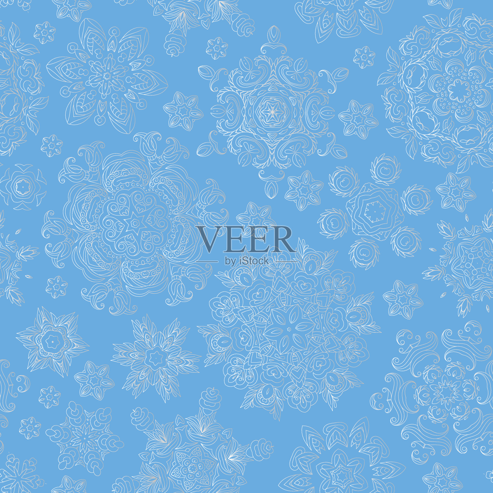 无缝的圣诞图案，雪花在一个轻的背景插画图片素材