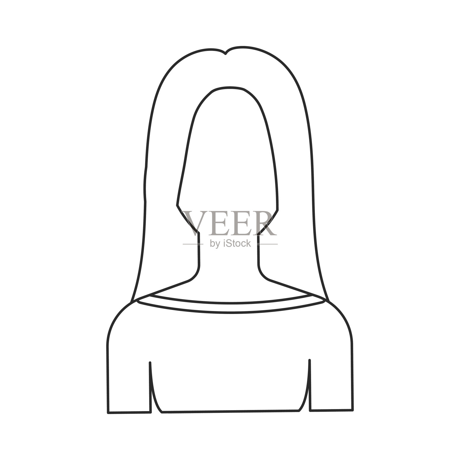 女人图标轮廓。单身头像，人物头像图标素材