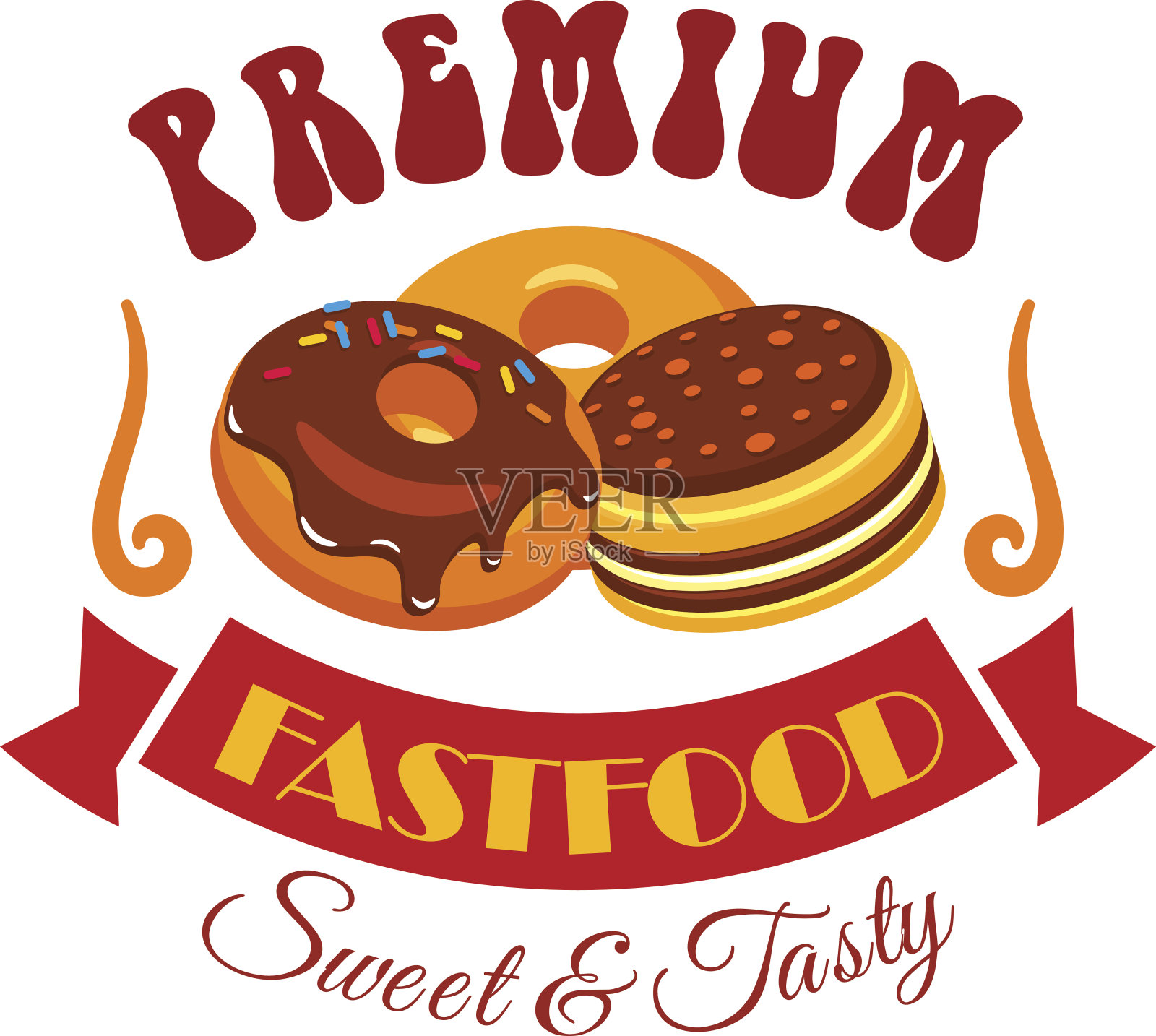 甜甜圈和蛋糕是快餐的象征插画图片素材