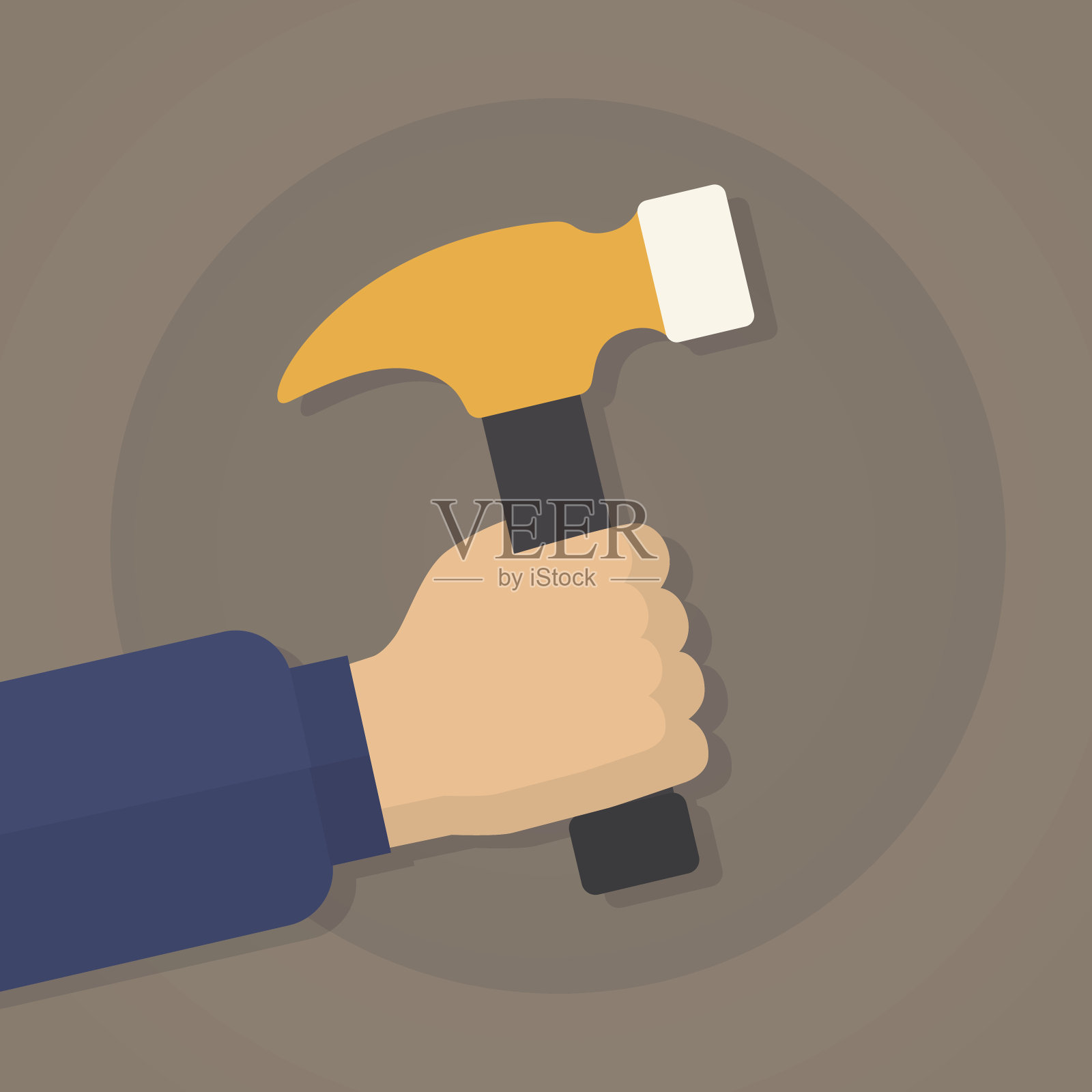 拿着锤子的工人的手设计元素图片