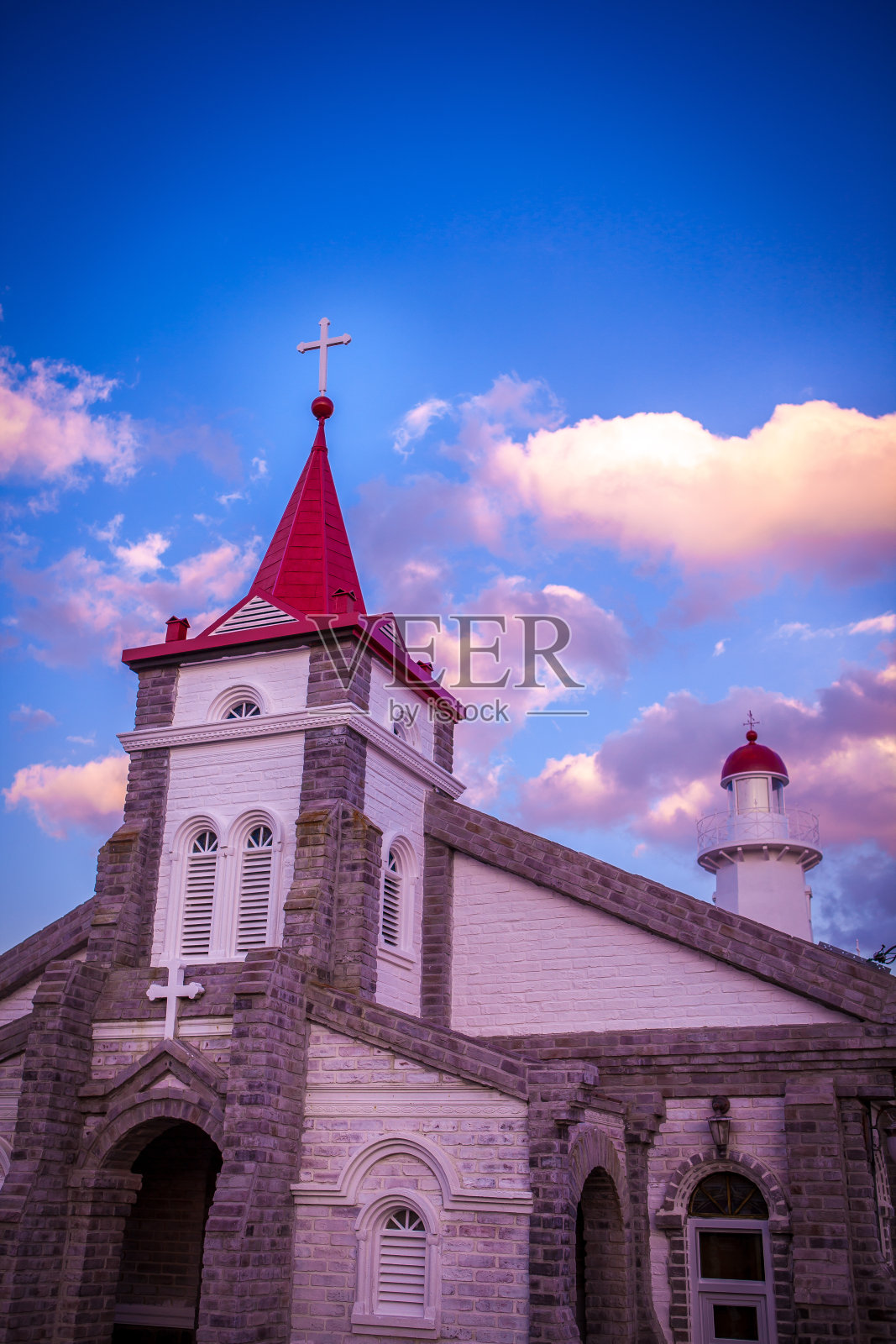 釜山的天主教堂照片摄影图片