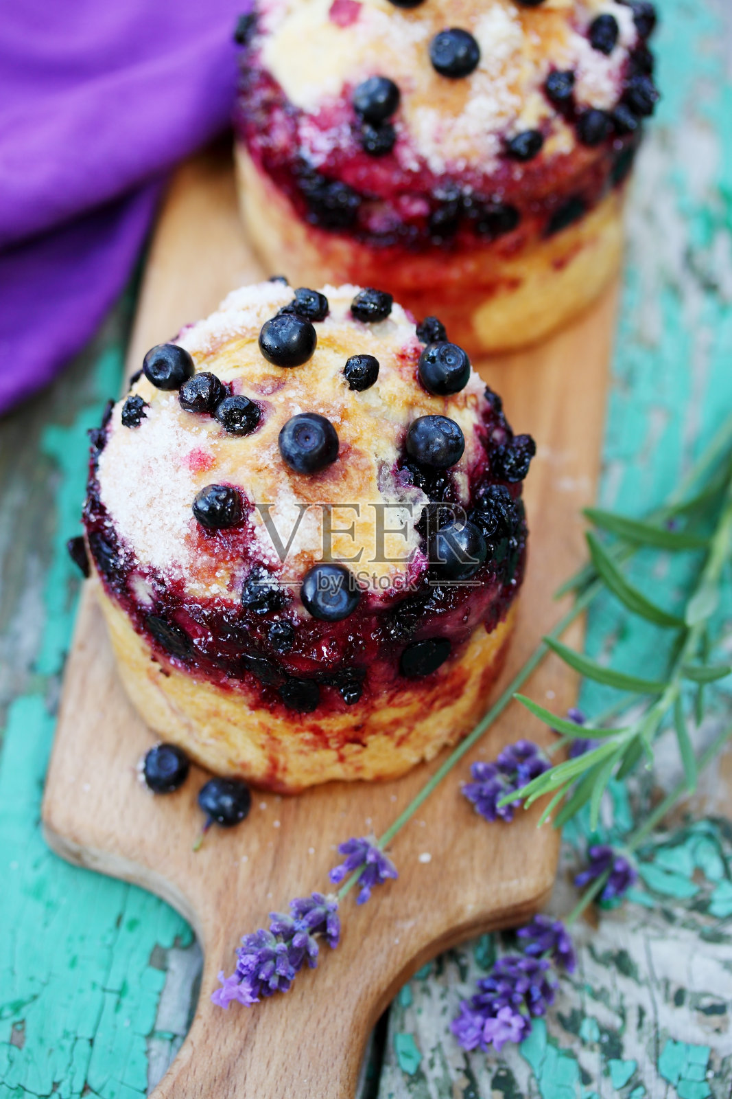 蓝莓派，顶视图照片摄影图片