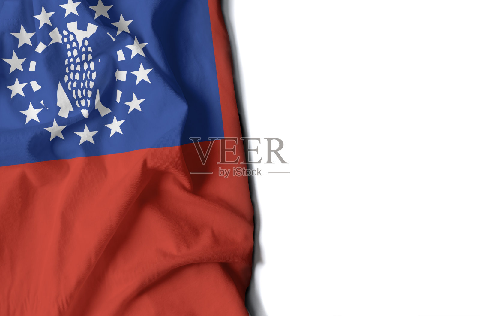 缅甸皱巴巴的国旗，文字空白照片摄影图片