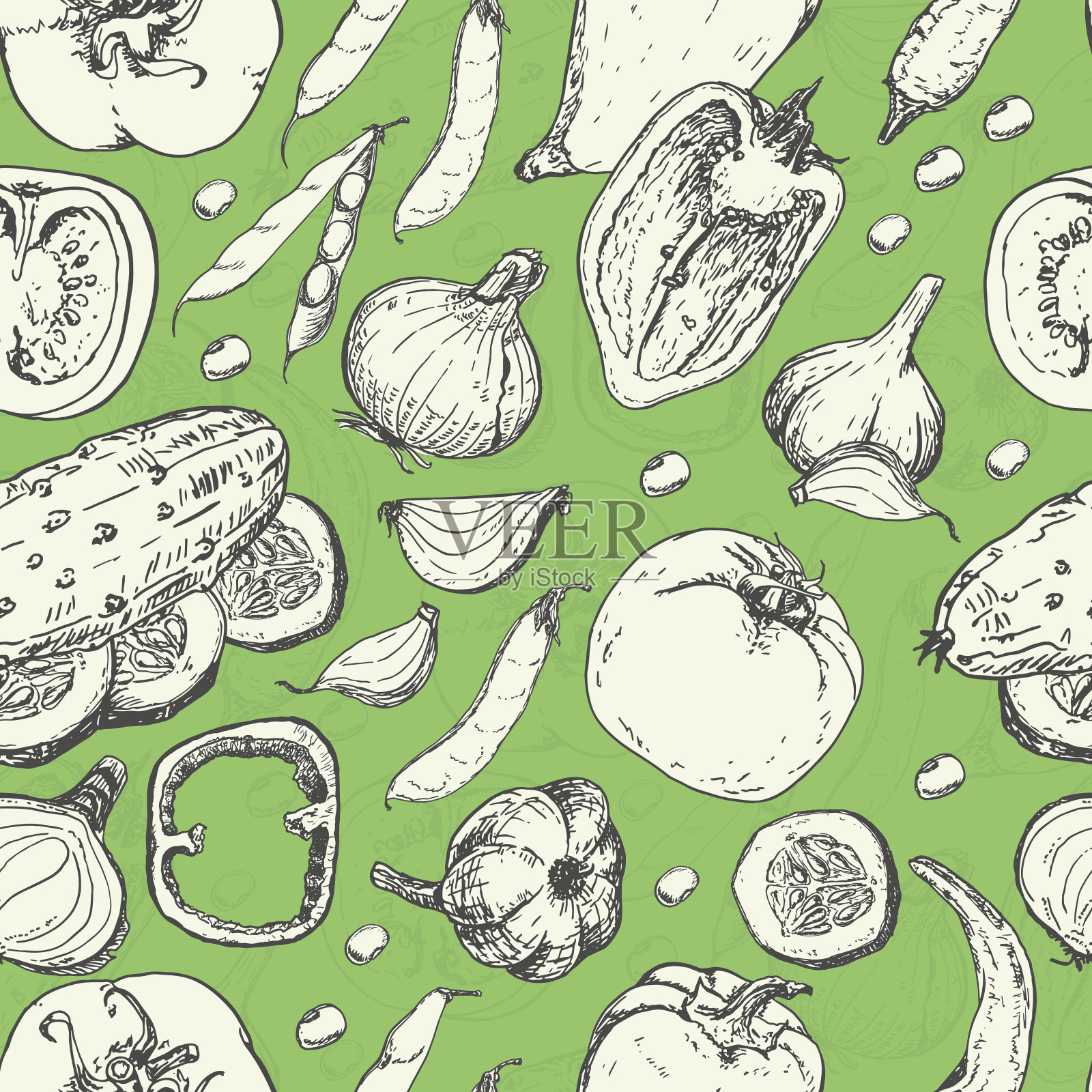 与新鲜蔬菜无缝搭配。插画图片素材