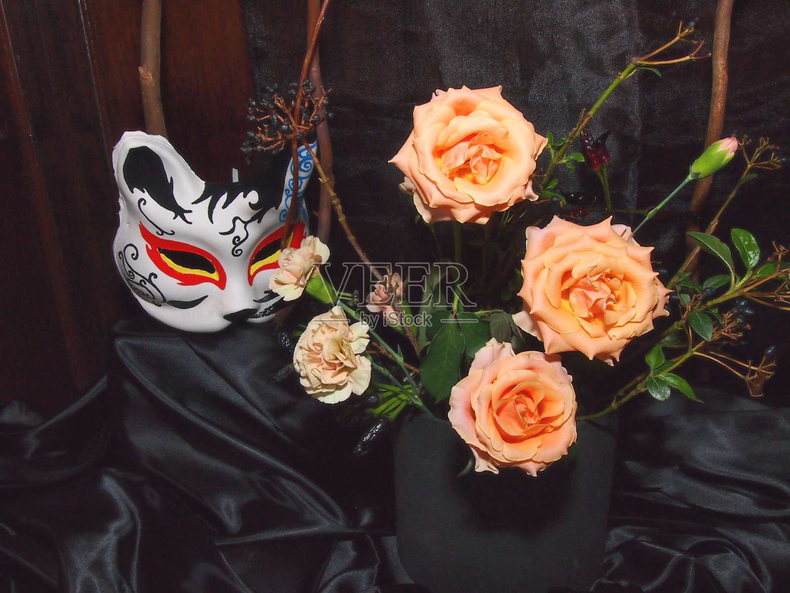 万圣节快乐猫面具照片摄影图片