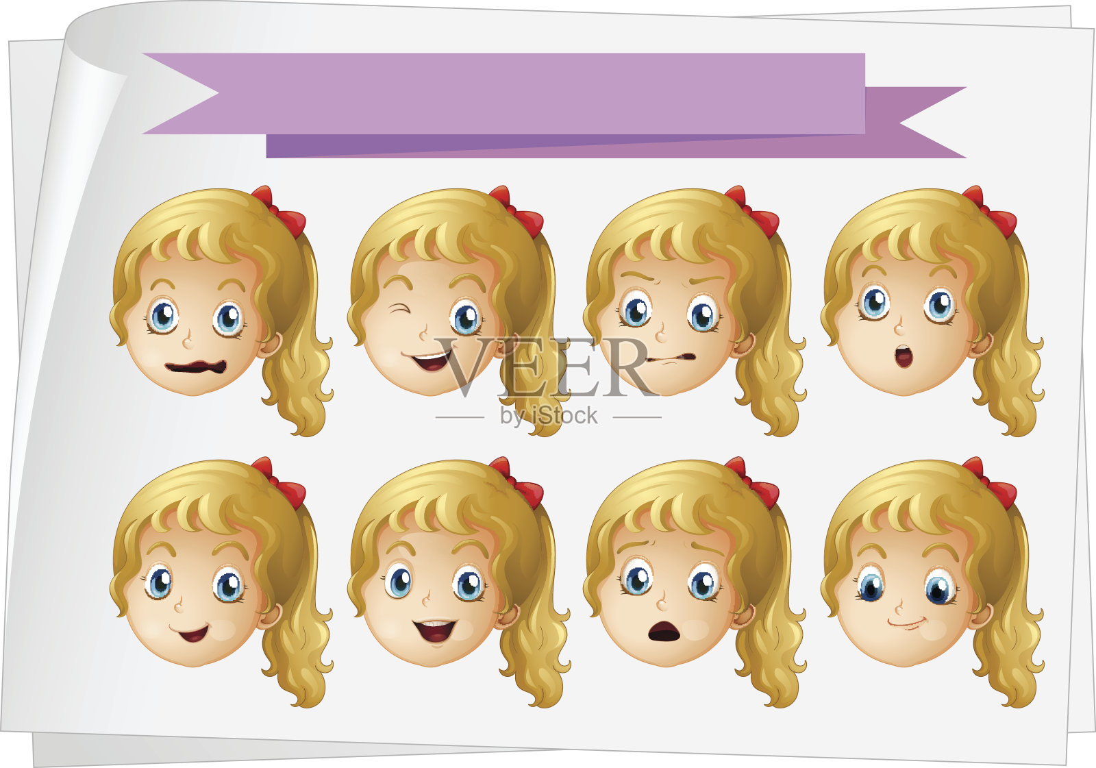 女孩面对不同的情绪插画图片素材