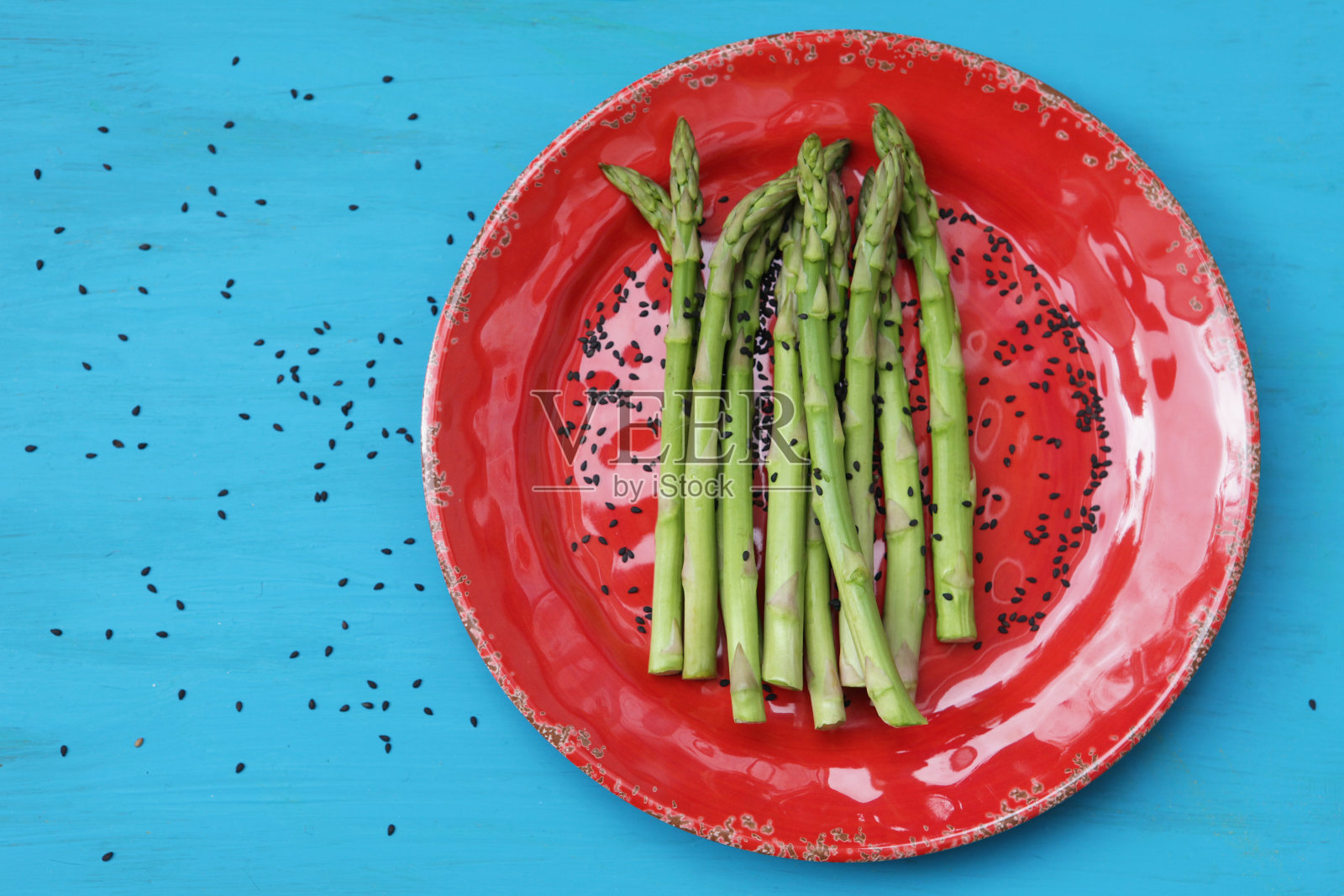 芦笋黑芝麻照片摄影图片