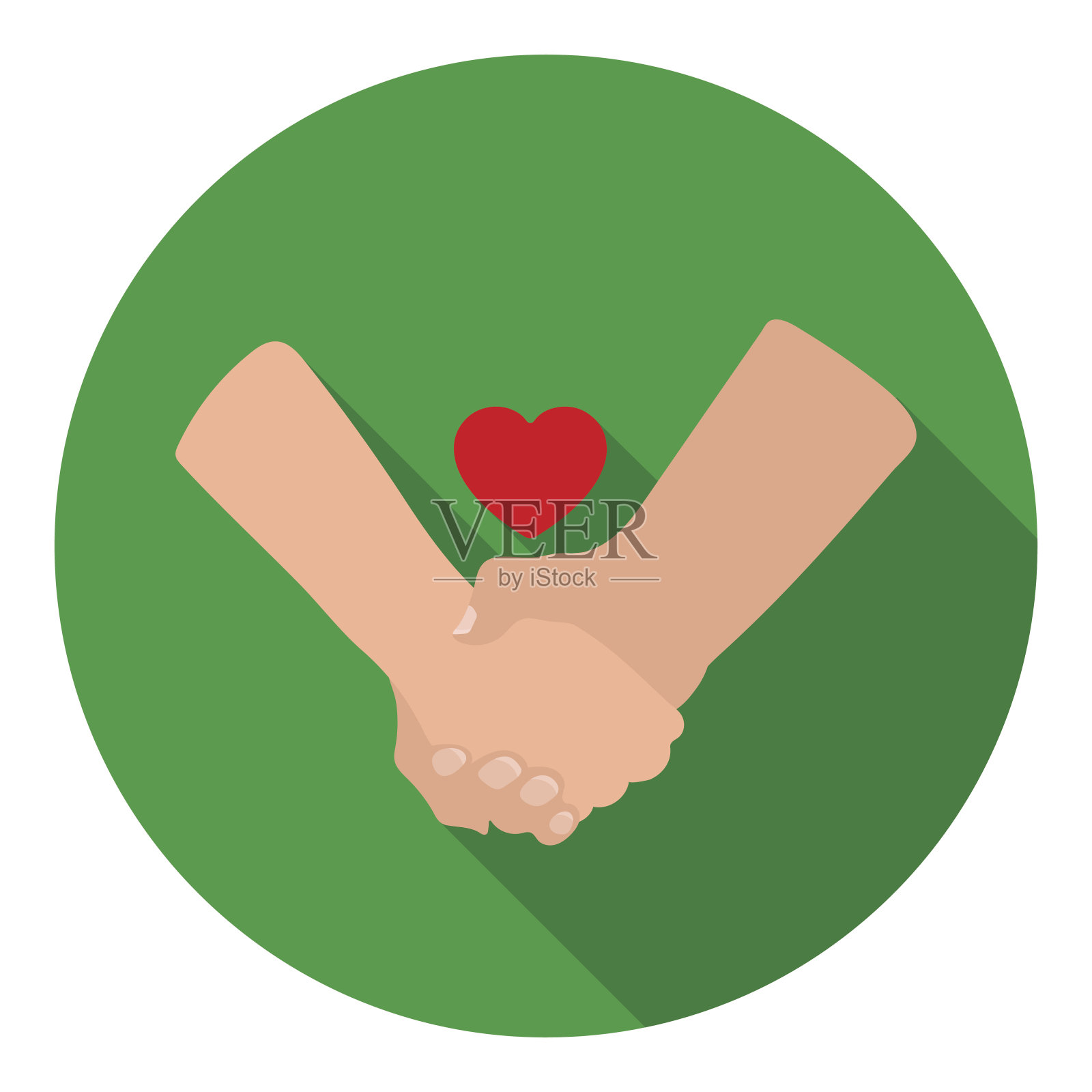 手图标在平面风格孤立在白色背景。浪漫的插画图片素材