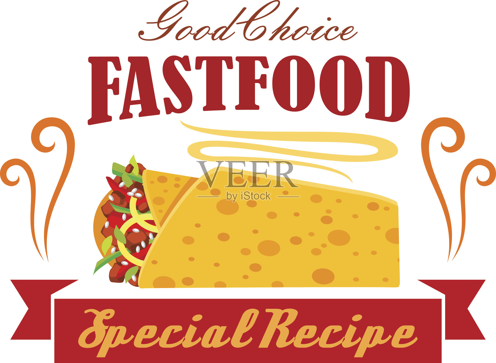 快餐蔬菜和肉类玉米卷的象征插画图片素材