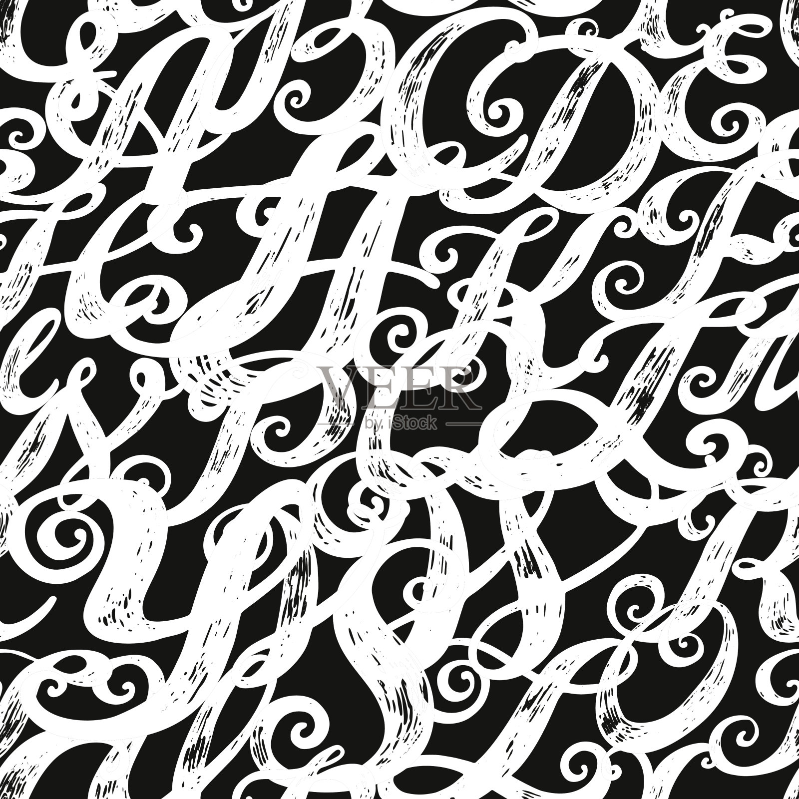 书法字母排字。插画图片素材