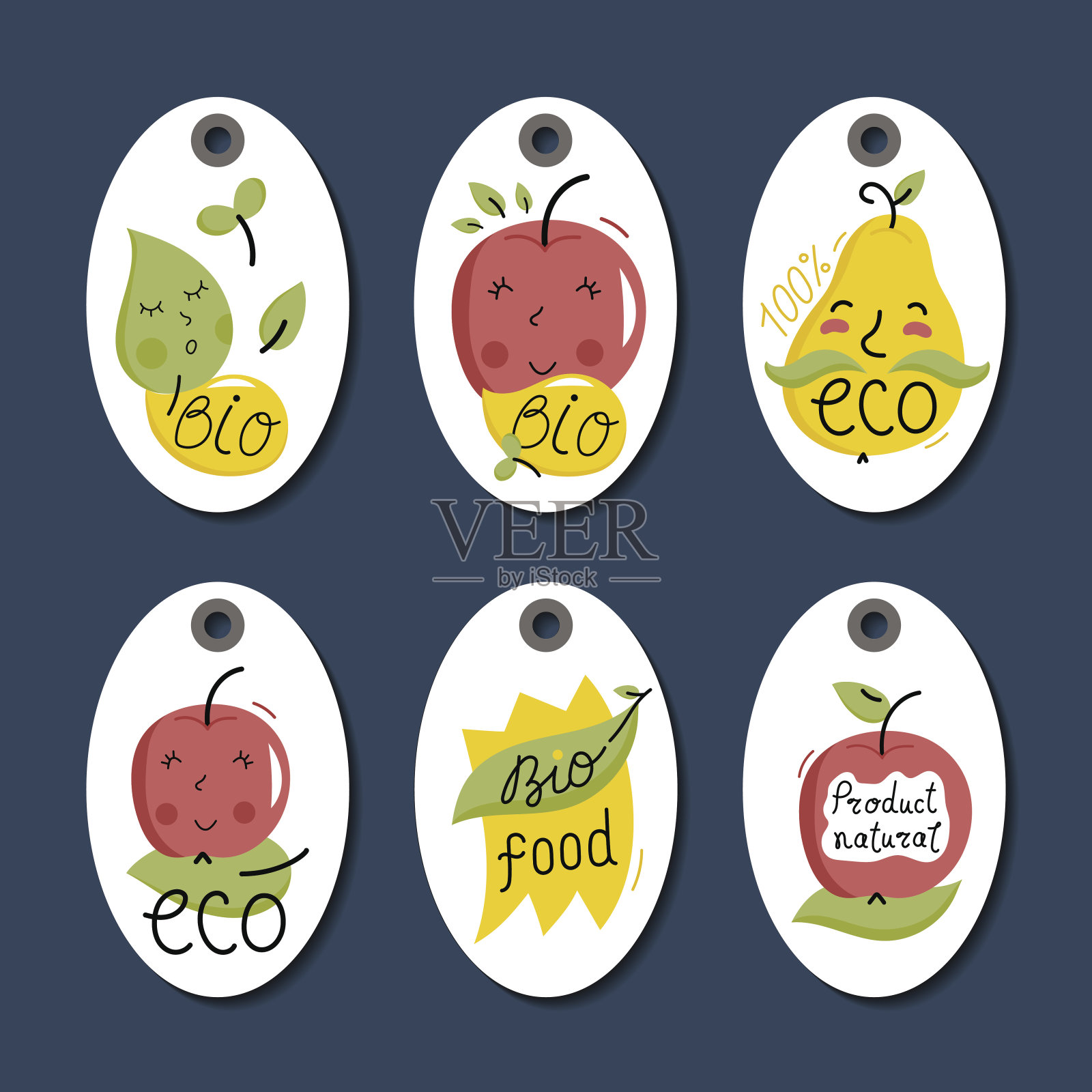 有机，生态和生物食品标签设置。插画图片素材