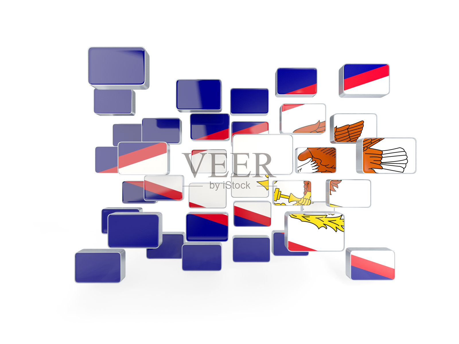 美属萨摩亚国旗，马赛克背景照片摄影图片