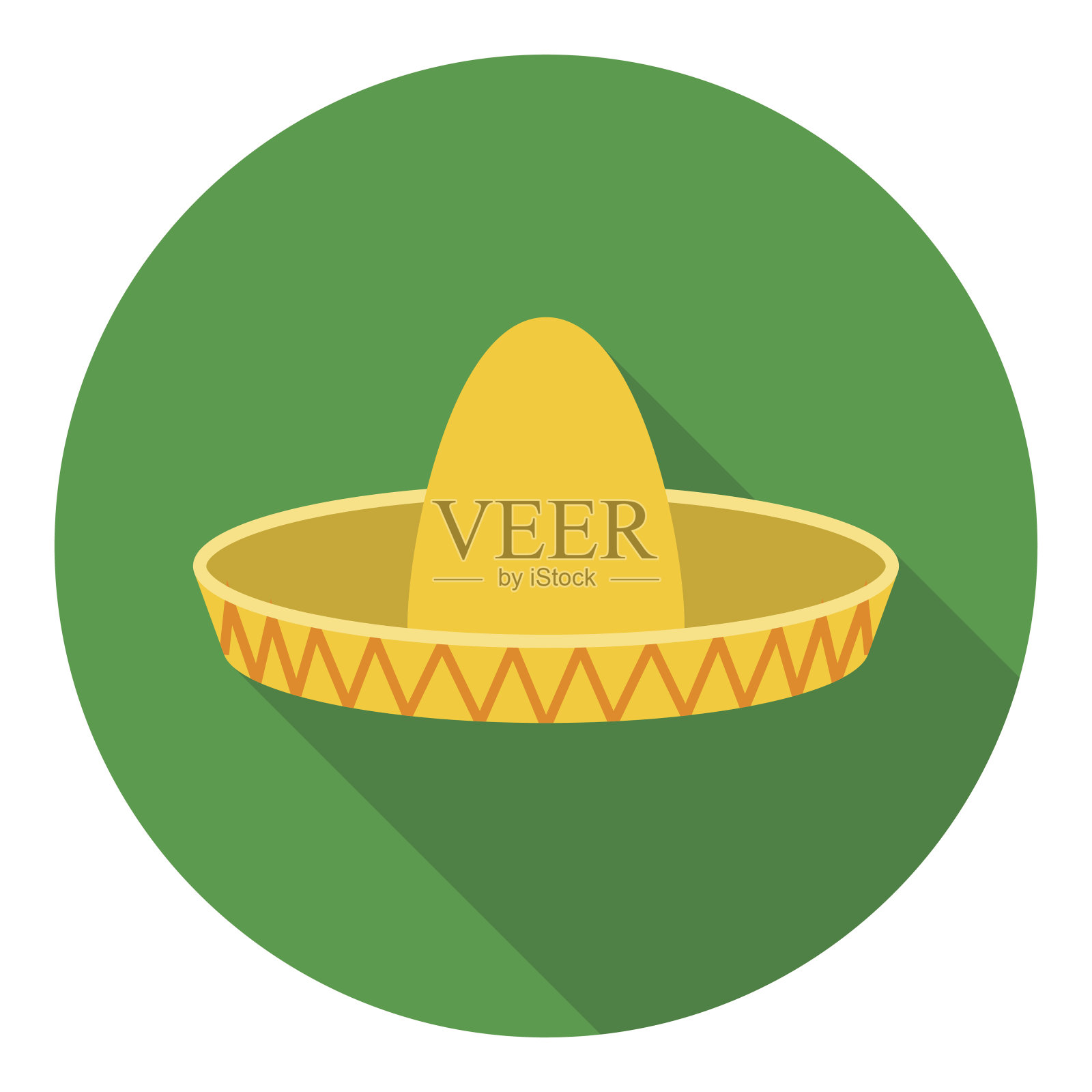 宽边帽图标在平面风格孤立的白色背景。帽子插画图片素材