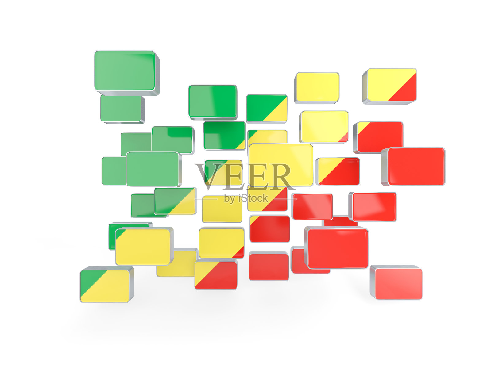 刚果共和国国旗，马赛克背景照片摄影图片