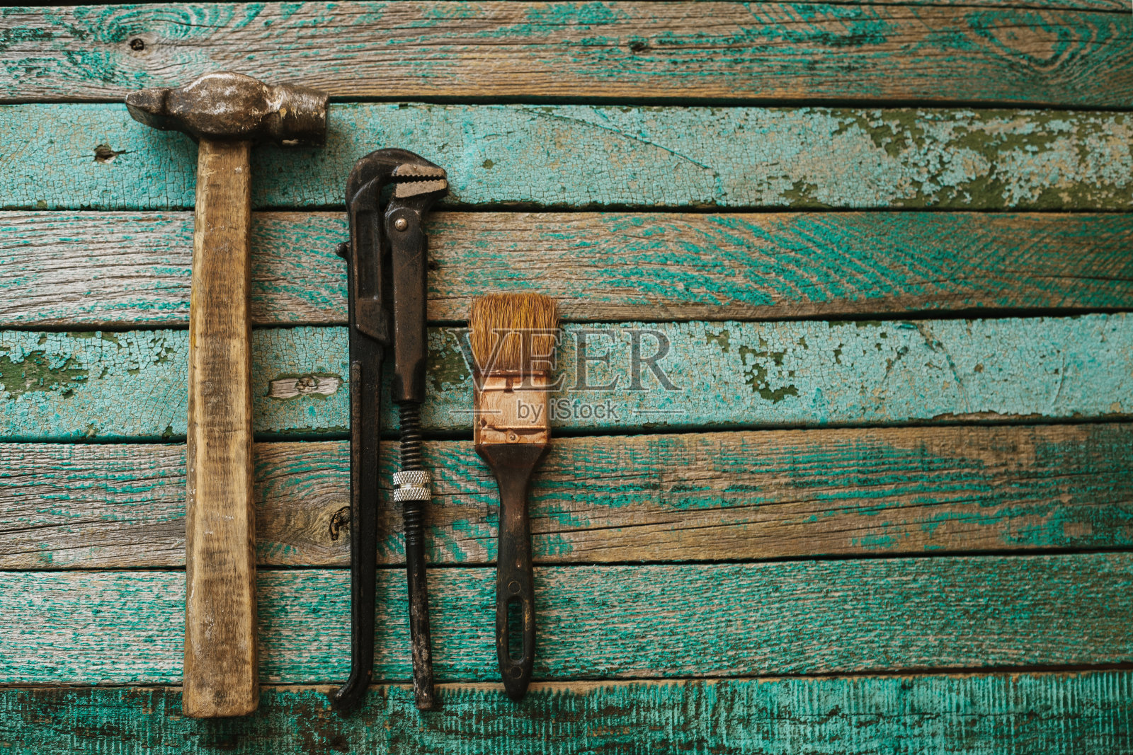 在表面上建造工具。细木工的传统。建筑的概念。照片摄影图片