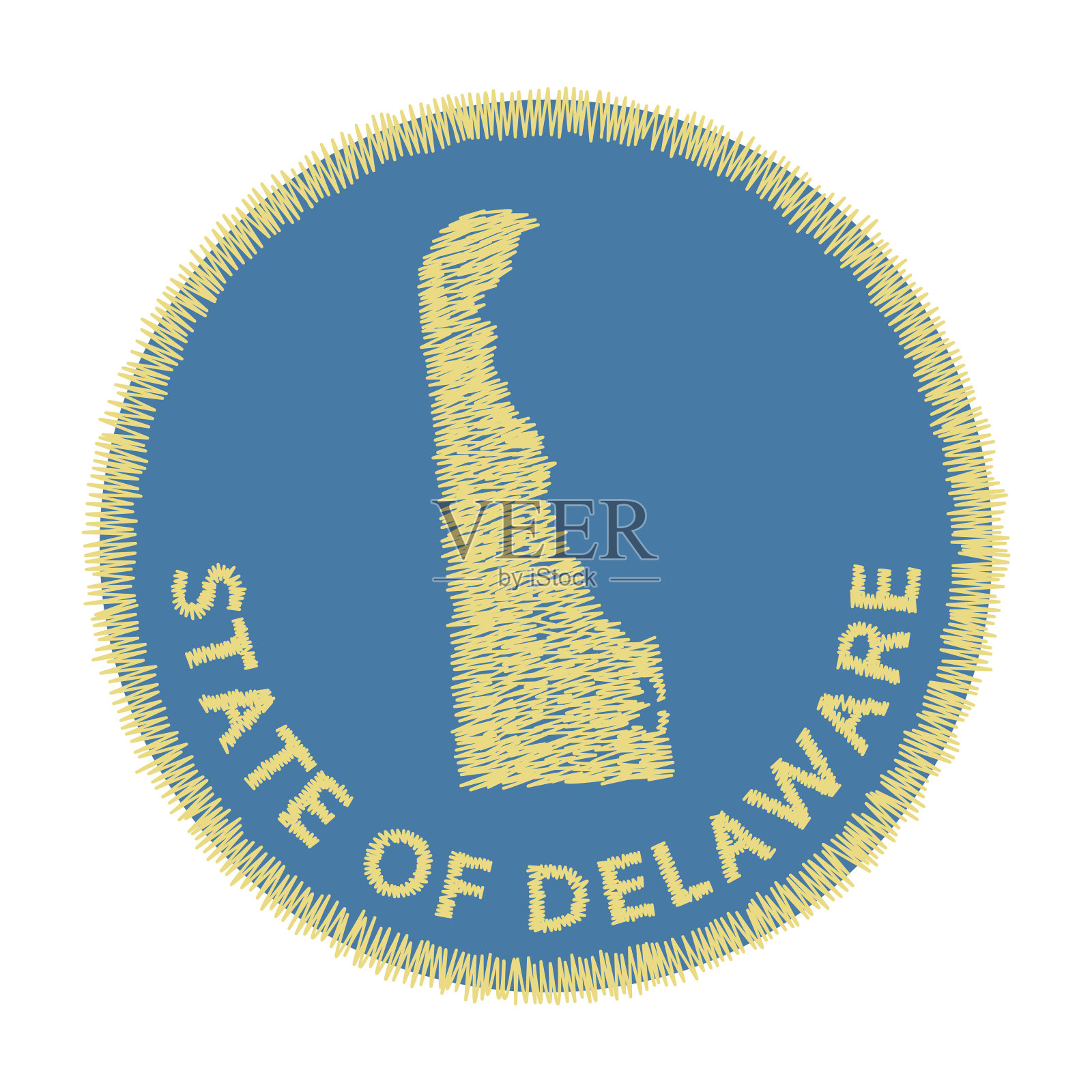 特拉华州服装地图设计。刺绣补丁设计元素图片