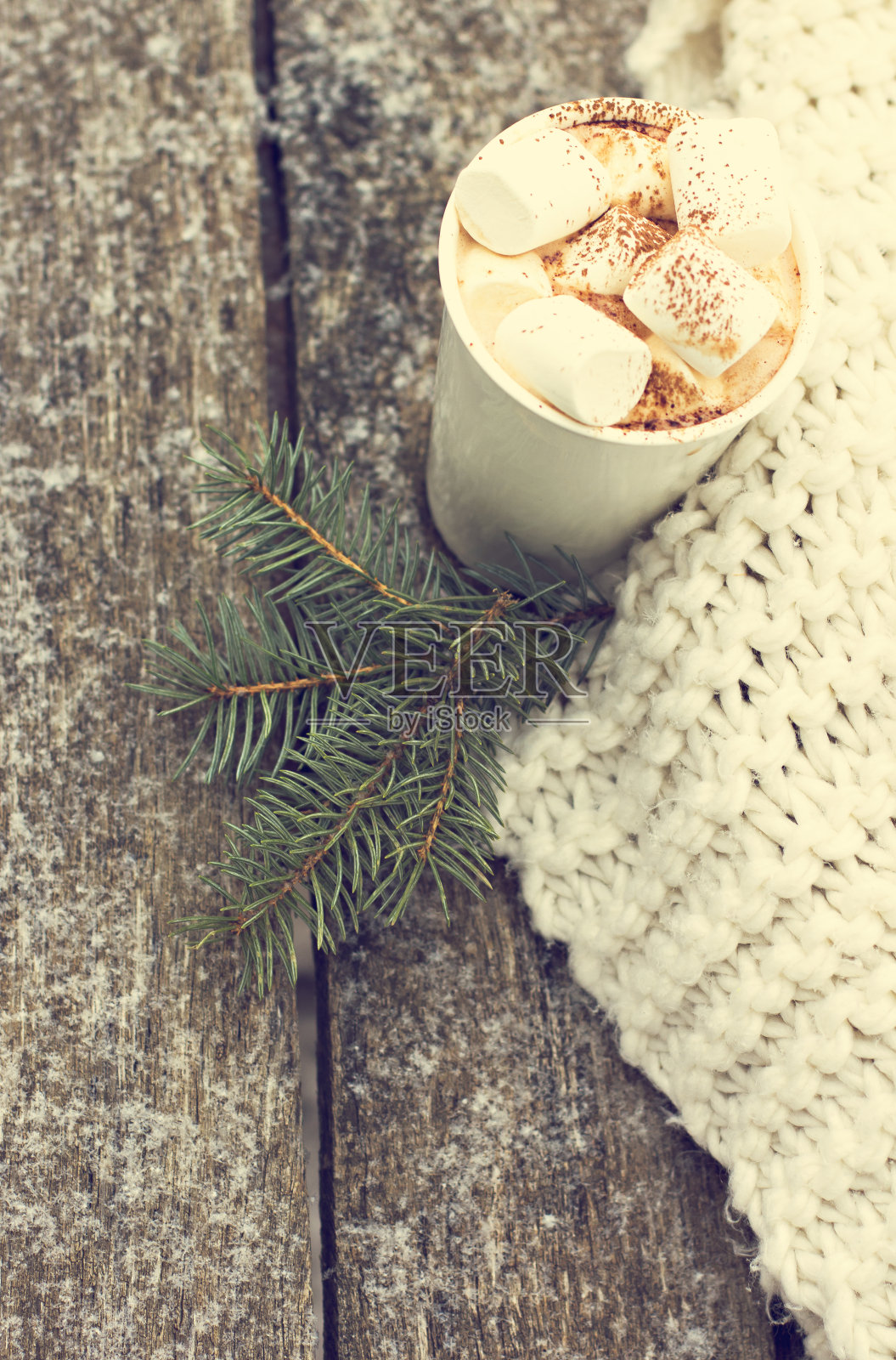 一杯加棉花糖的热可可照片摄影图片