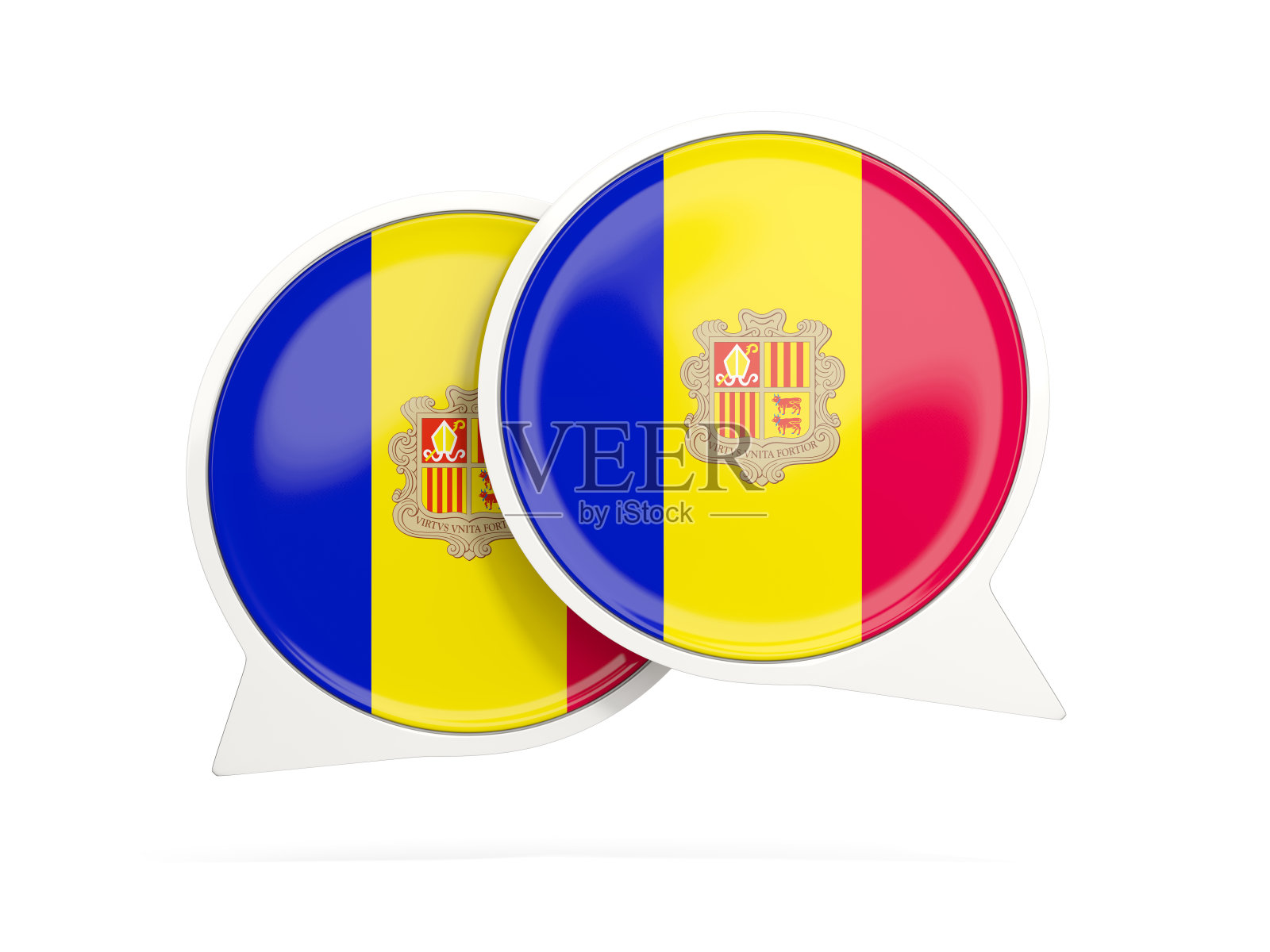 安道尔旗，圆形聊天图标照片摄影图片